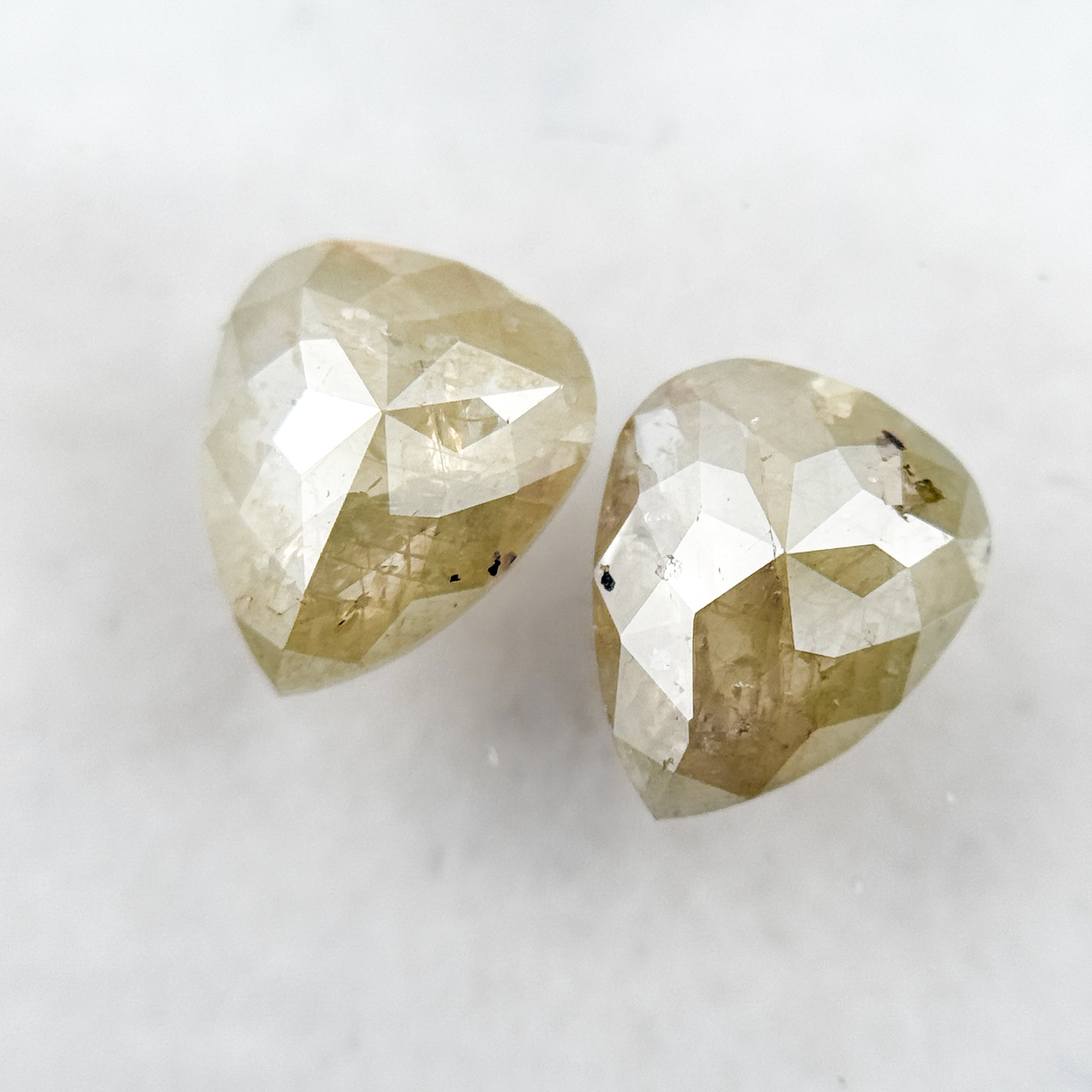 1.57 Ct Pear Rose Cut Yellow Natural Galaxy Diamond Pair