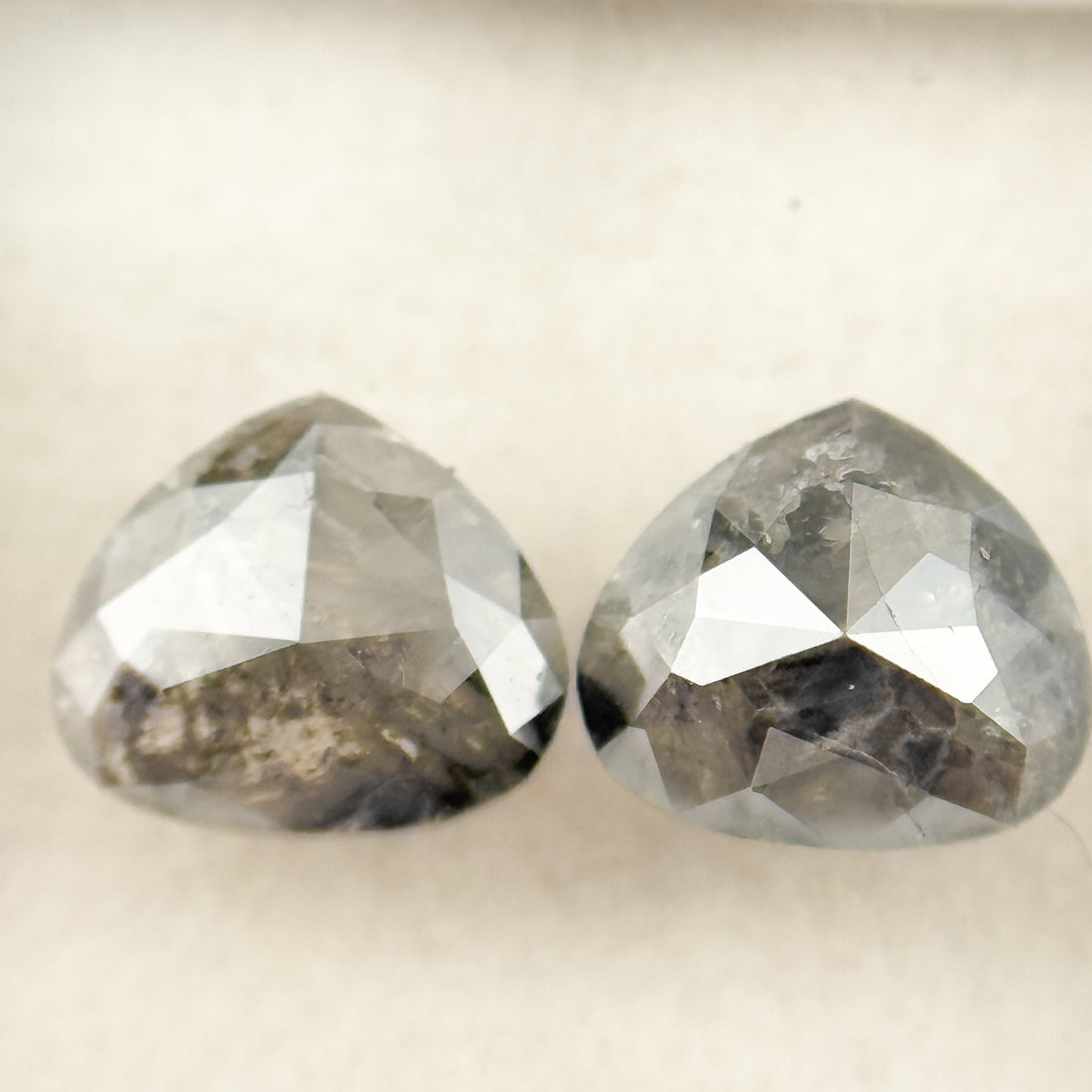 1.86 Ct Heart Rose Cut Grey Natural Salt and Pepper Diamond