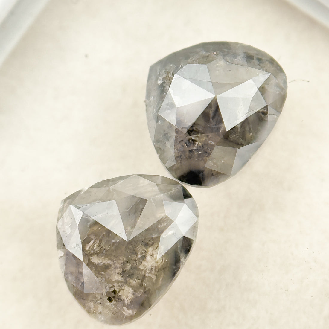 1.86 Ct Heart Rose Cut Grey Natural Salt and Pepper Diamond