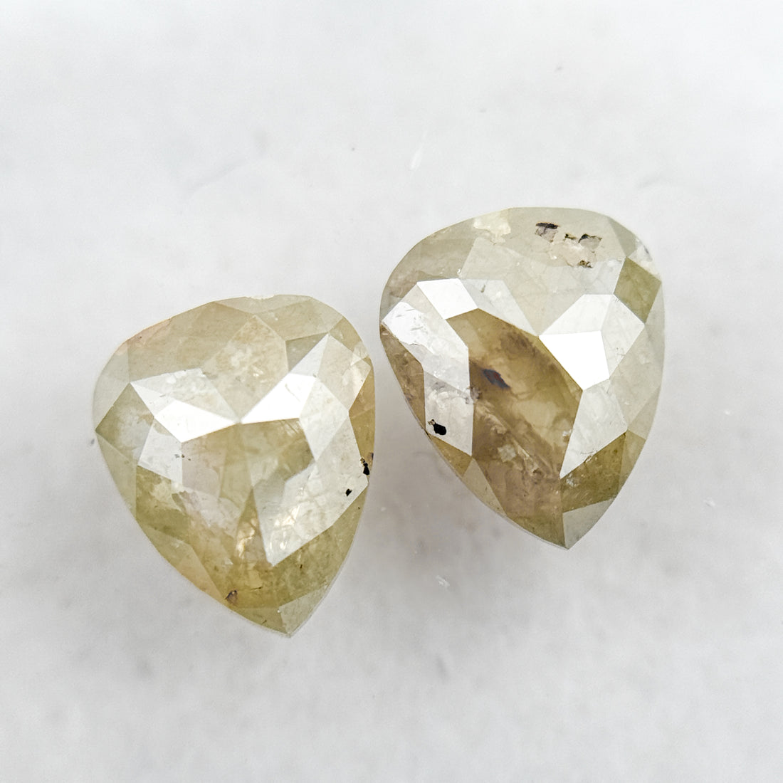 1.57 Ct Pear Rose Cut Yellow Natural Galaxy Diamond Pair