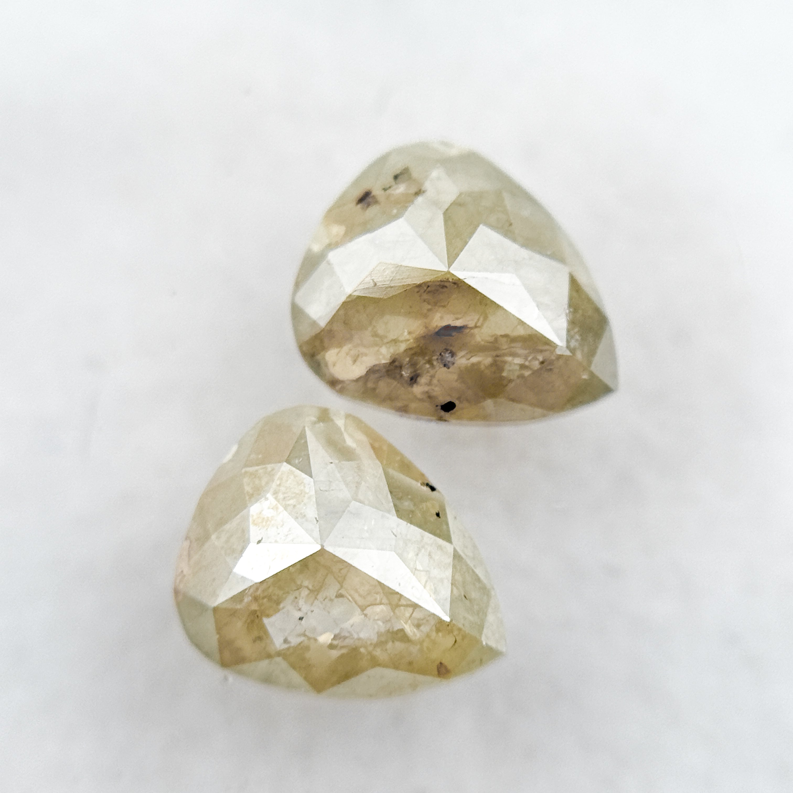 1.57 Ct Pear Rose Cut Yellow Natural Galaxy Diamond Pair