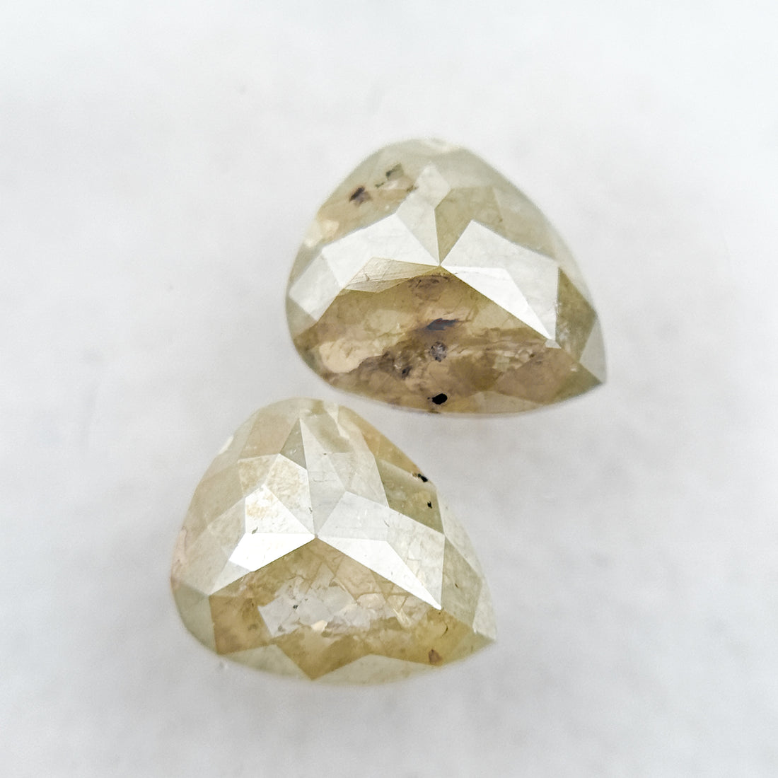 1.57 Ct Pear Rose Cut Yellow Natural Galaxy Diamond Pair