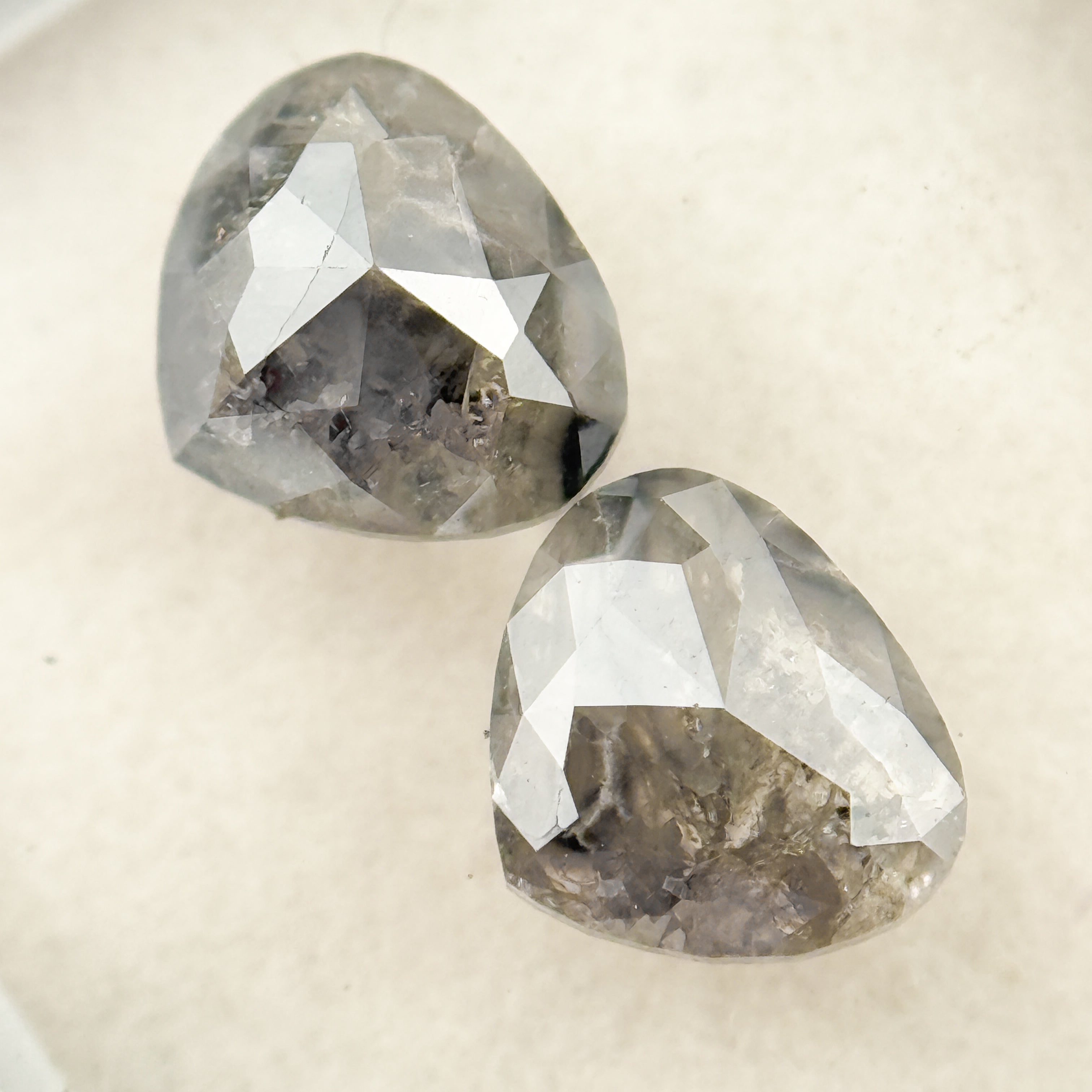 1.86 Ct Heart Rose Cut Grey Natural Salt and Pepper Diamond