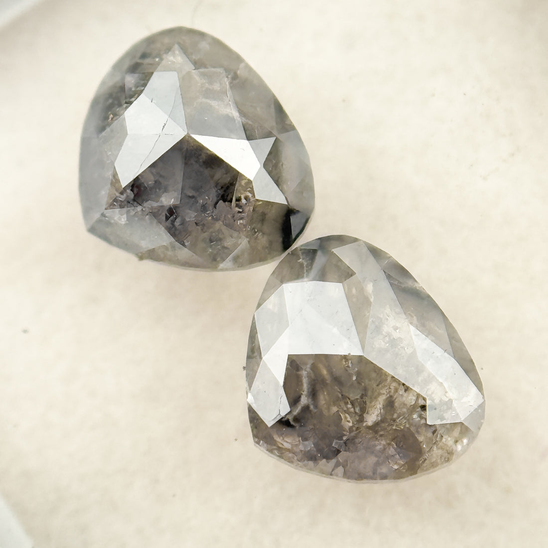 1.86 Ct Heart Rose Cut Grey Natural Salt and Pepper Diamond