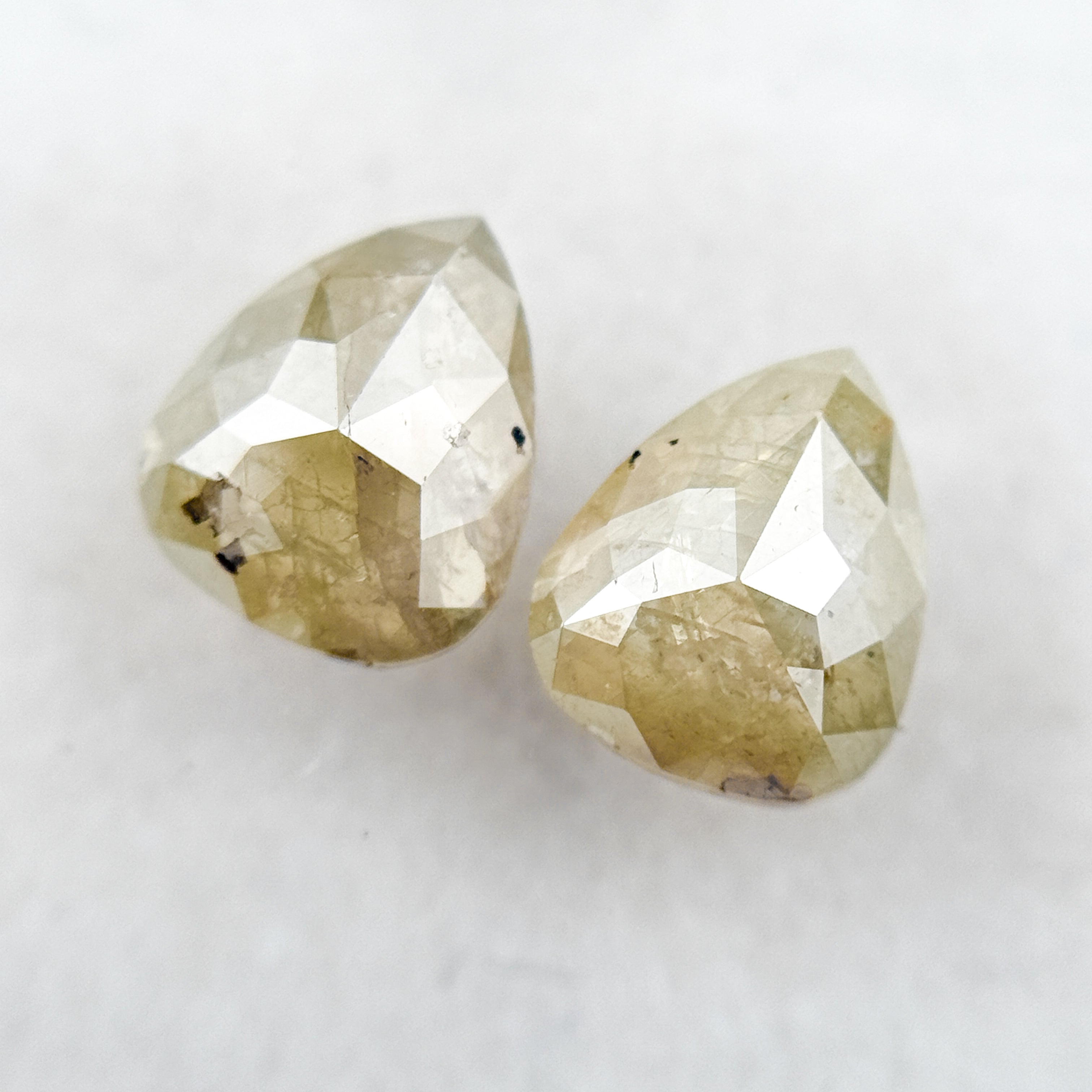 1.57 Ct Pear Rose Cut Yellow Natural Galaxy Diamond Pair