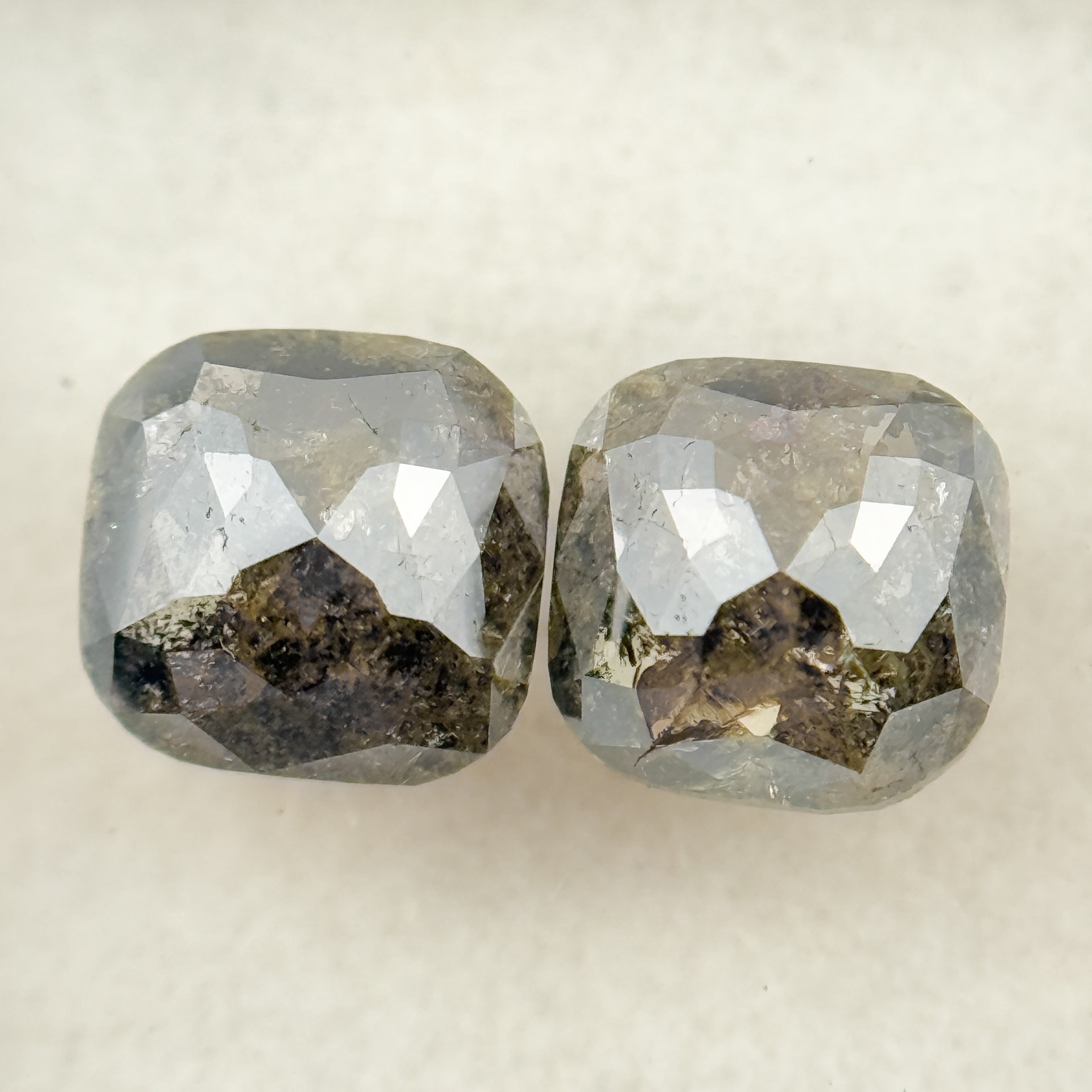 2.42 Ct Cushion Rose Cut Grey Natural Salt and Pepper Diamond