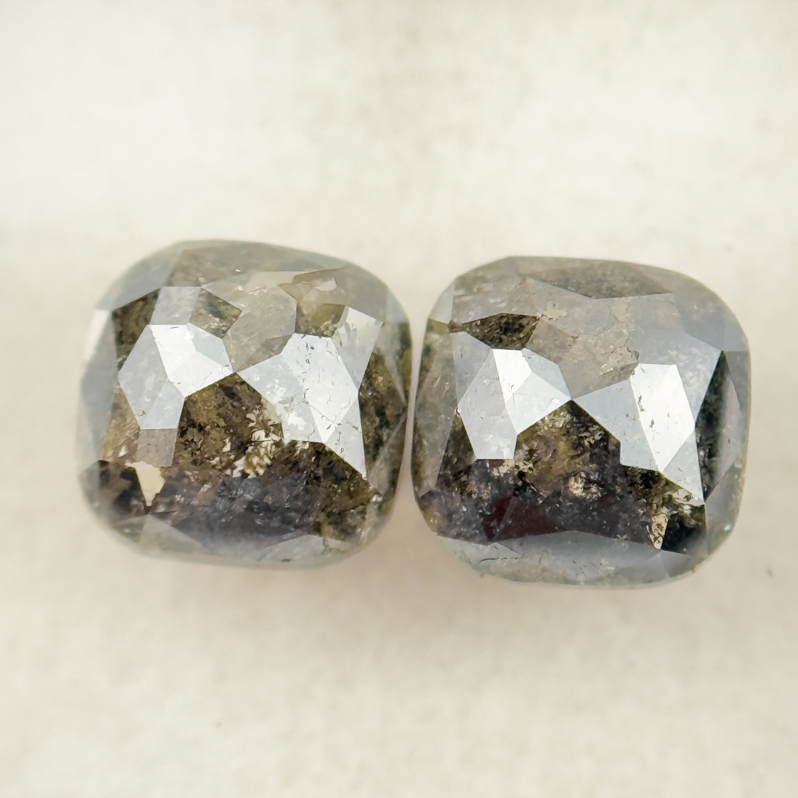 2.42 Ct Cushion Rose Cut Grey Natural Salt and Pepper Diamond