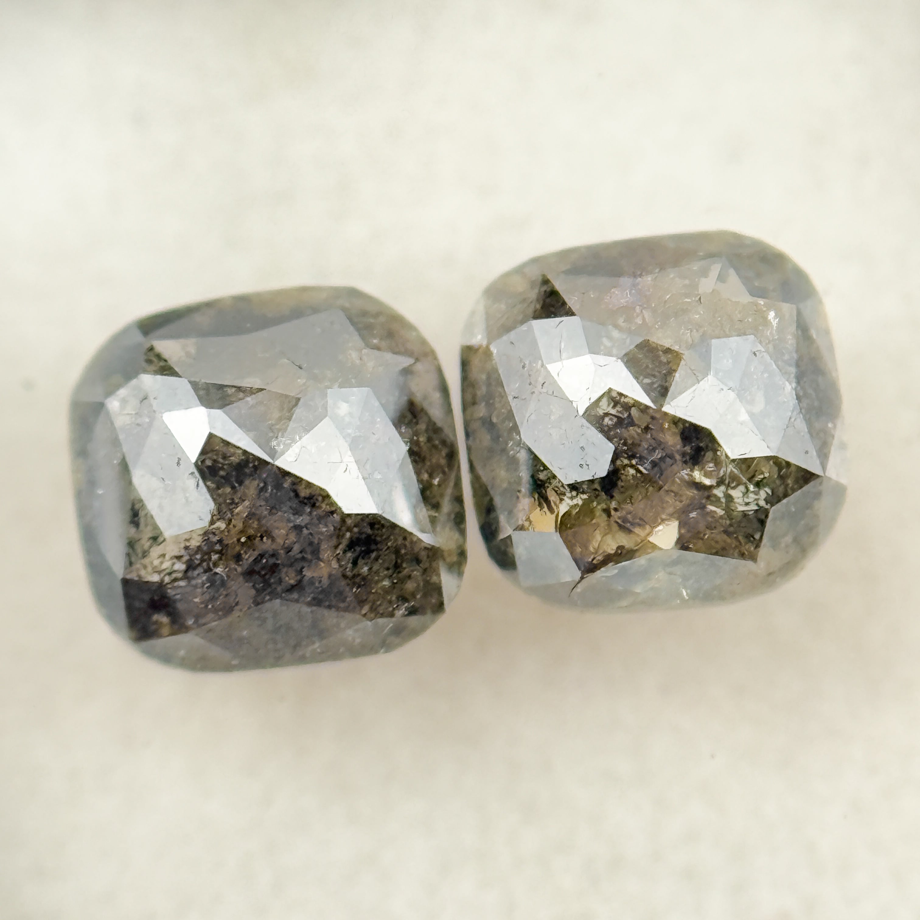 2.42 Ct Cushion Rose Cut Grey Natural Salt and Pepper Diamond