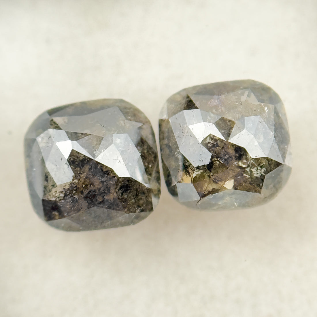 2.42 Ct Cushion Rose Cut Grey Natural Salt and Pepper Diamond