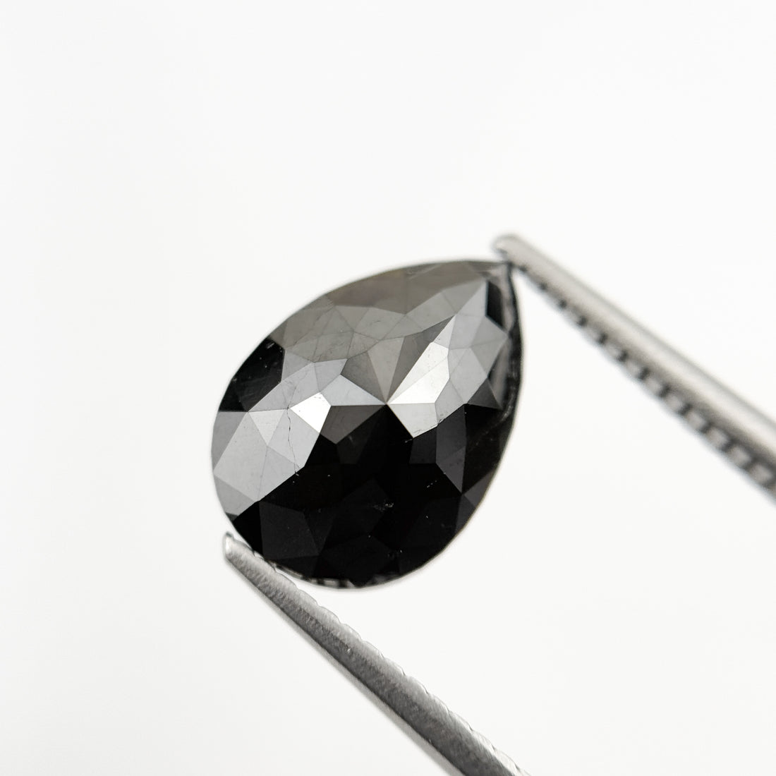 3.40 Ct Pear Rose Cut Black Natural Fancy Diamond