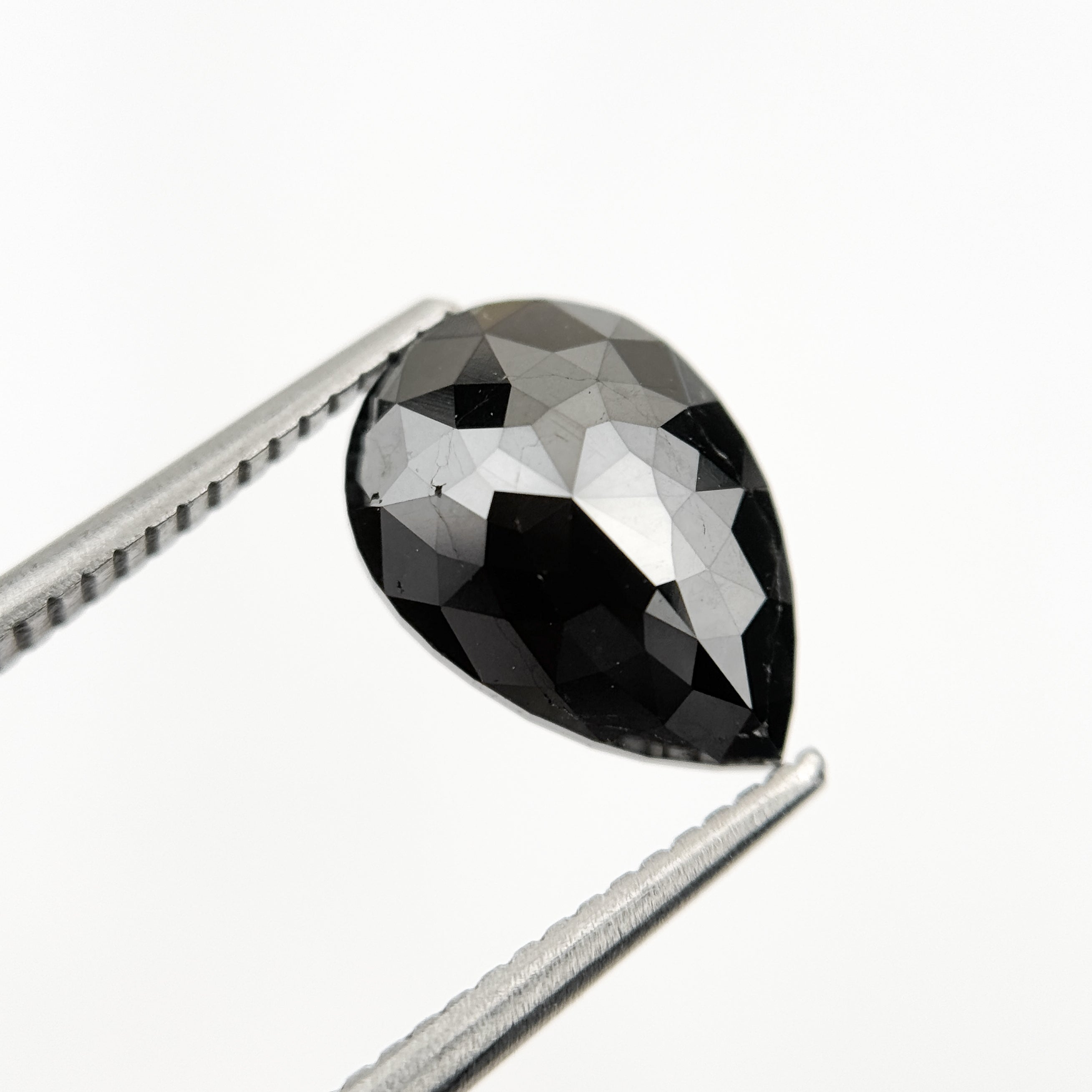 3.40 Ct Pear Rose Cut Black Natural Fancy Diamond