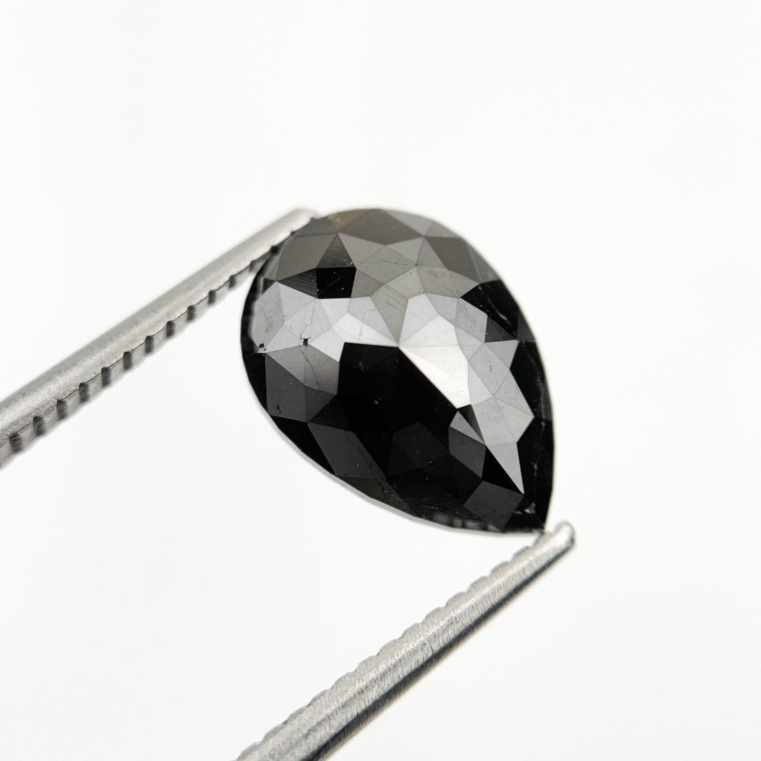 3.40 Ct Pear Rose Cut Black Natural Fancy Diamond