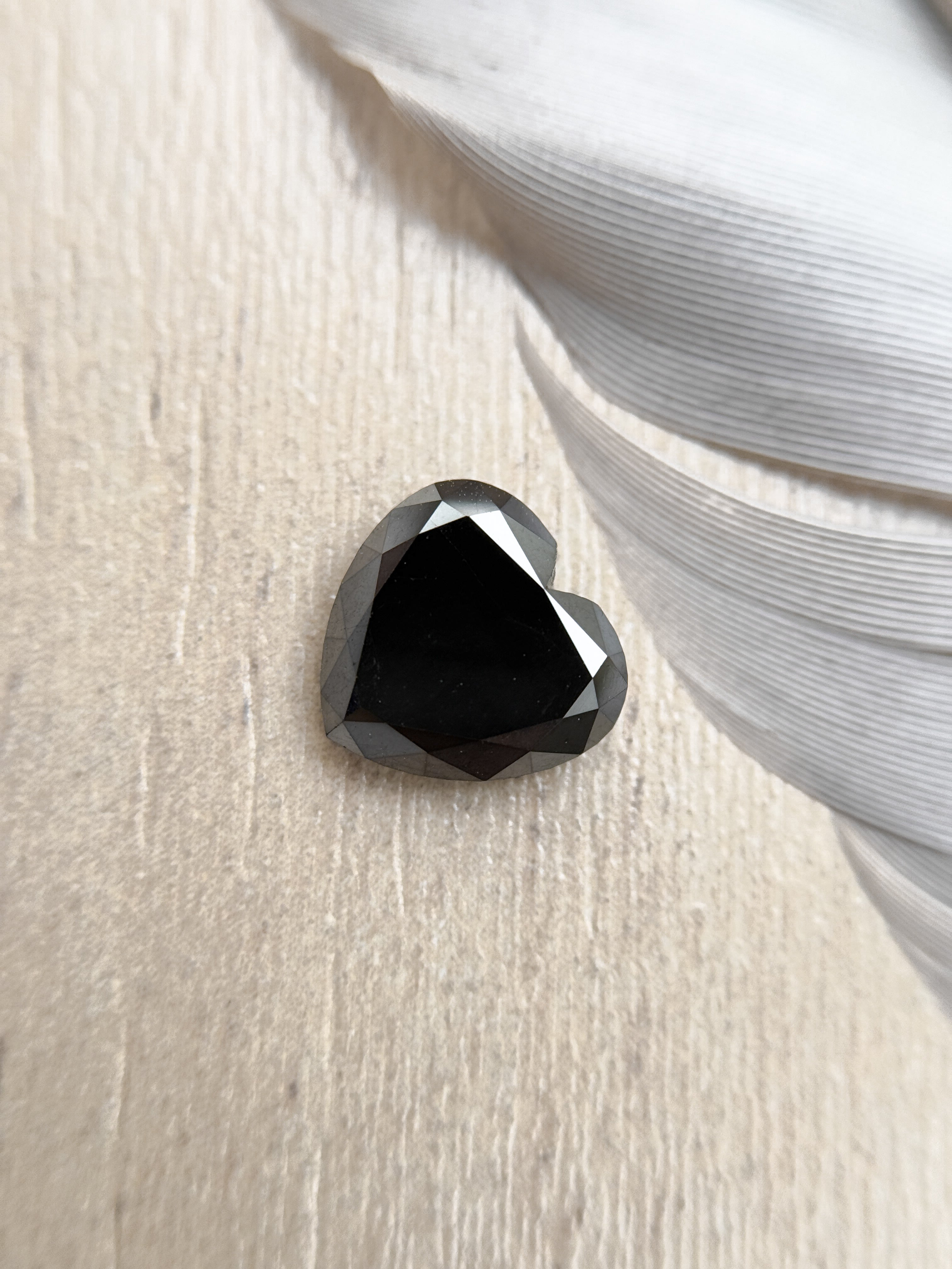 1.75 Ct Heart Rose Cut Black Natural Salt and Pepper Diamond