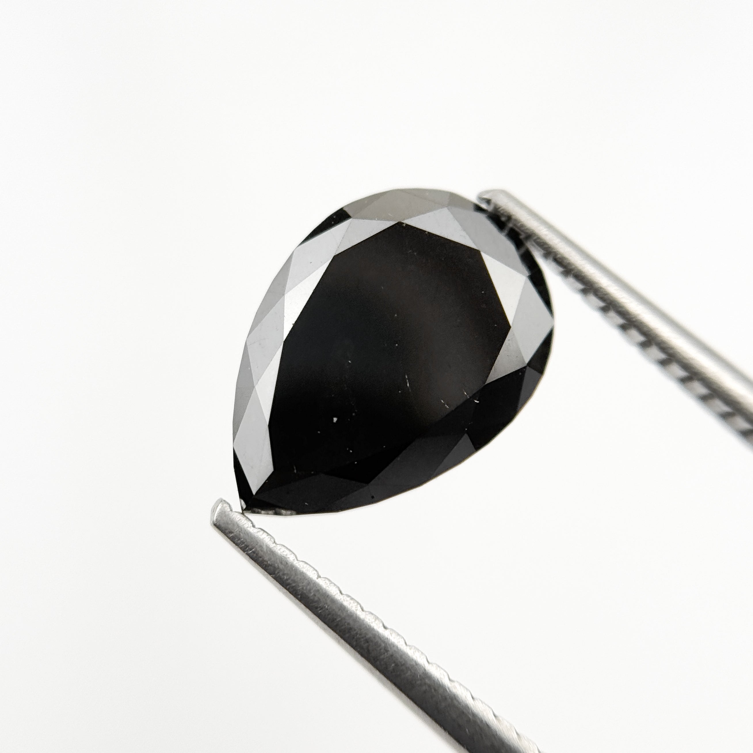 3.40 Ct Pear Rose Cut Black Natural Fancy Diamond