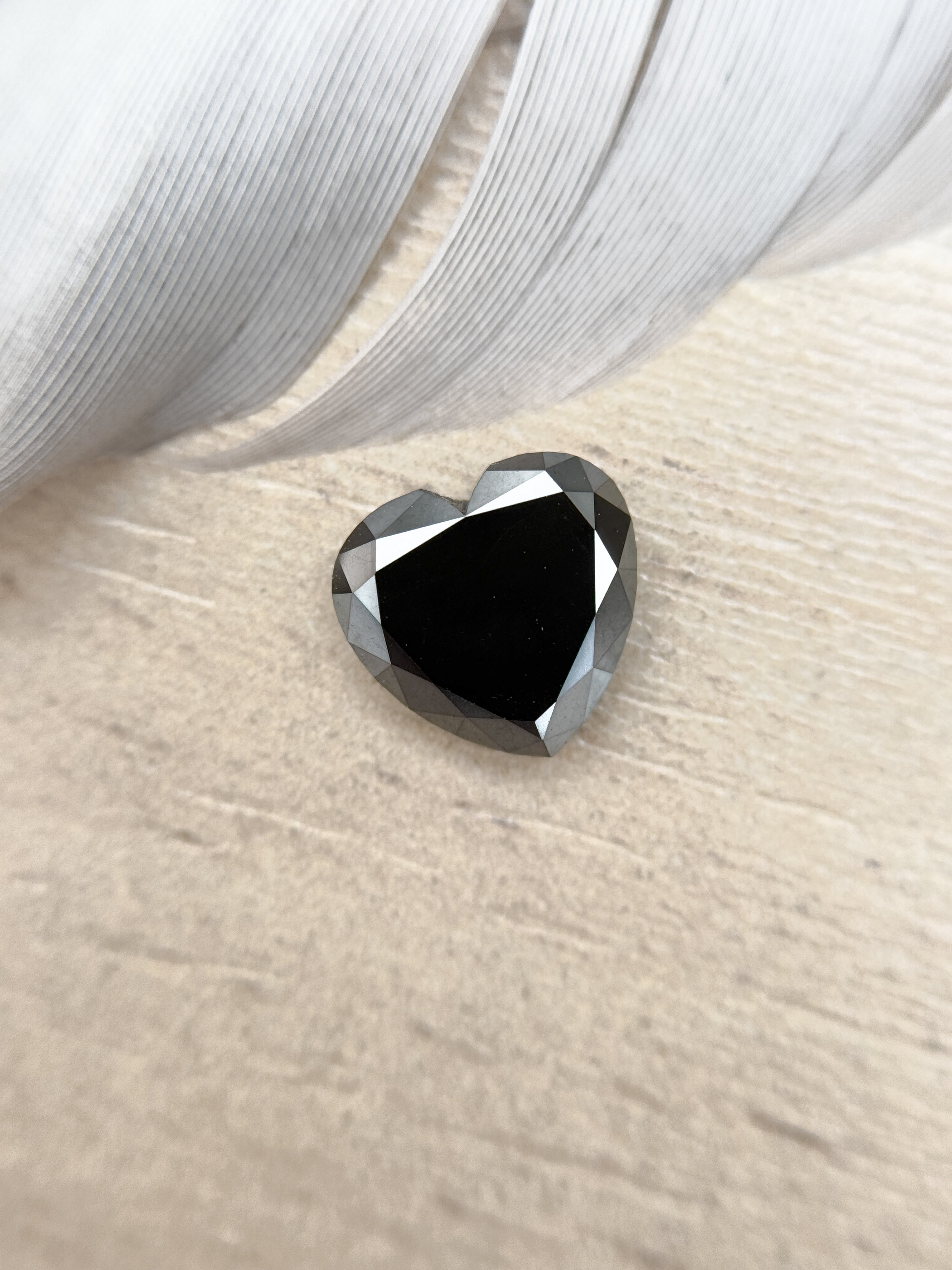 1.75 Ct Heart Rose Cut Black Natural Salt and Pepper Diamond