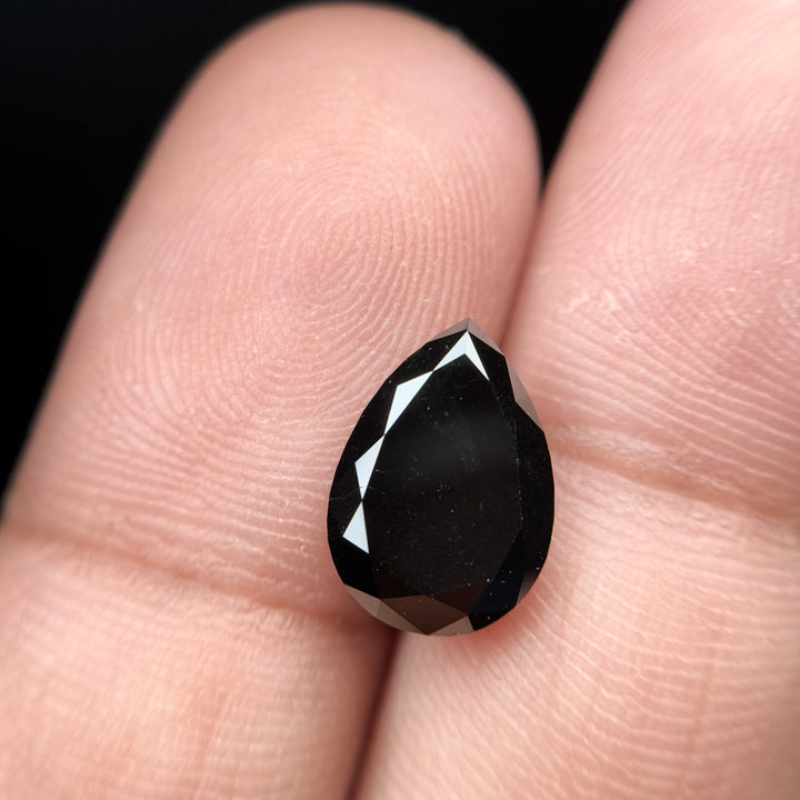 3.40 Ct Pear Rose Cut Black Natural Fancy Diamond