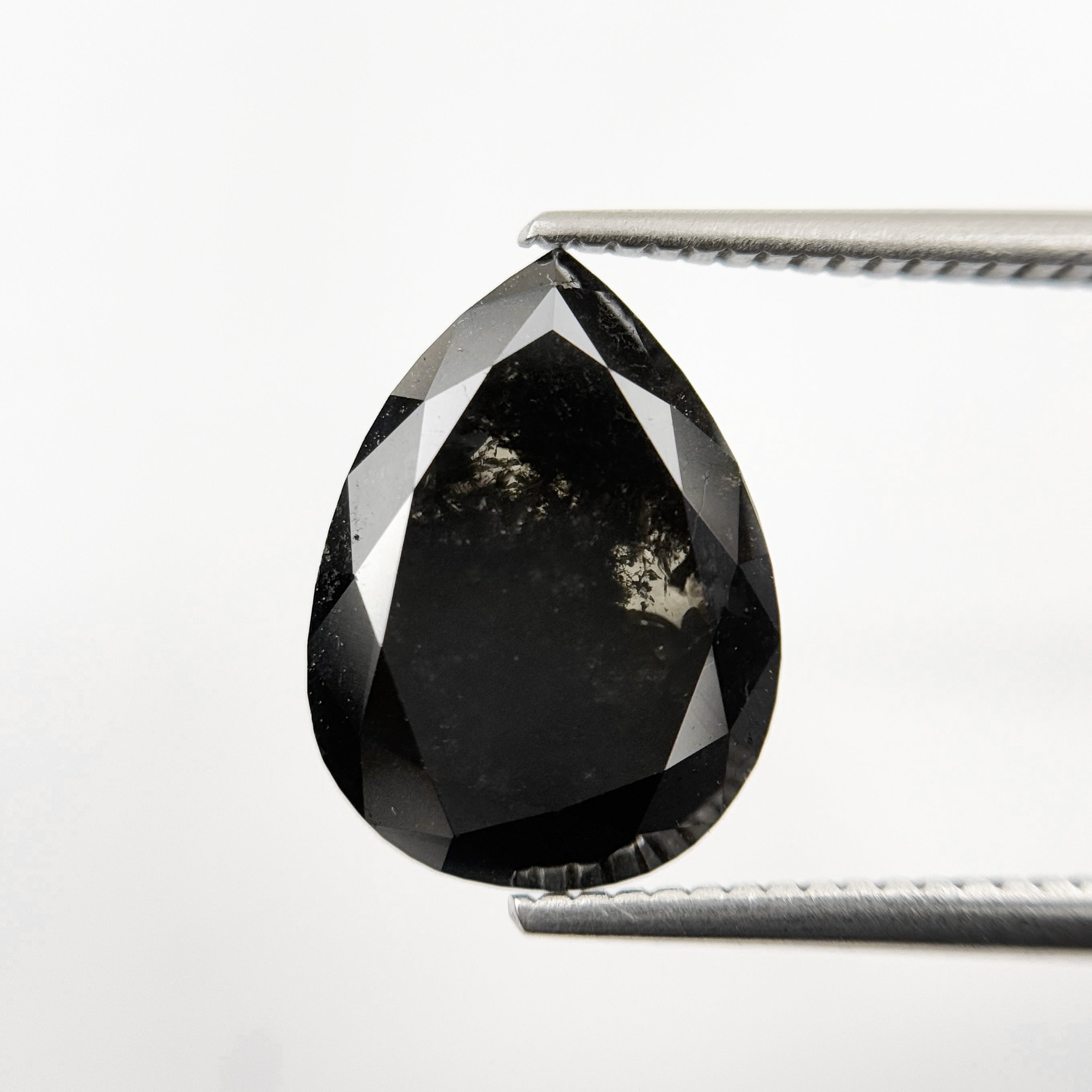 4.81 Ct Pear Rose Cut Black Natural Salt and Pepper Diamond
