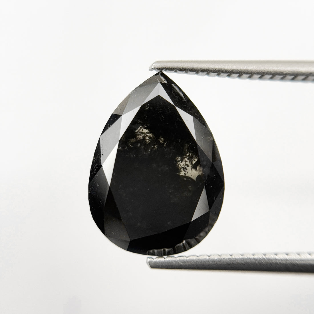 4.81 Ct Pear Rose Cut Black Natural Salt and Pepper Diamond