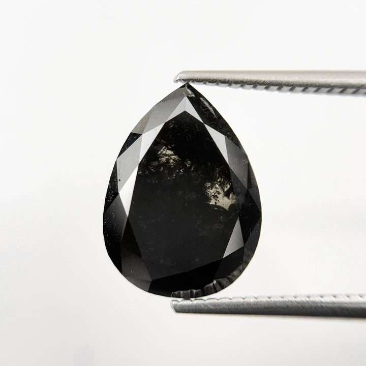4.81 Ct Pear Rose Cut Black Natural Salt and Pepper Diamond