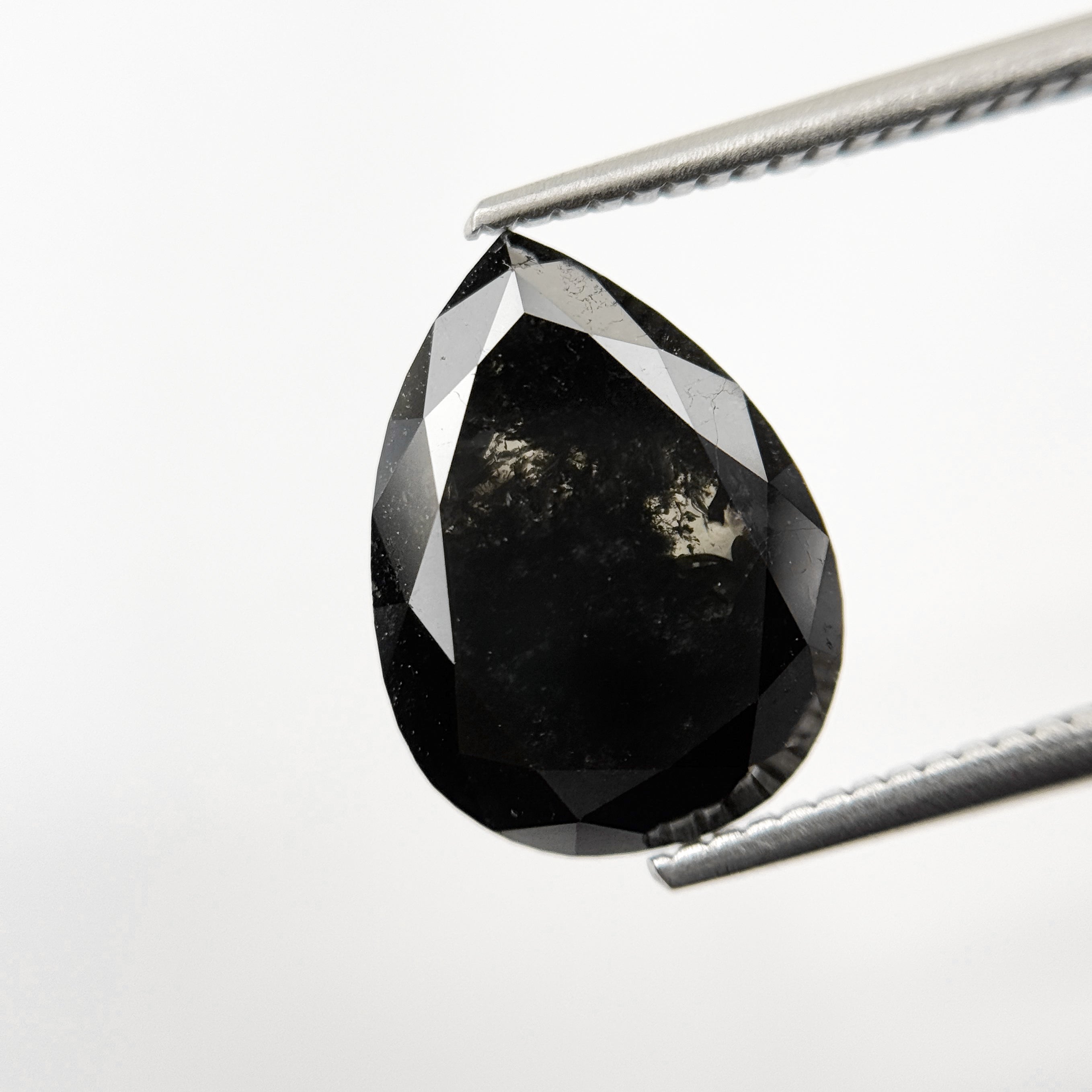4.81 Ct Pear Rose Cut Black Natural Salt and Pepper Diamond