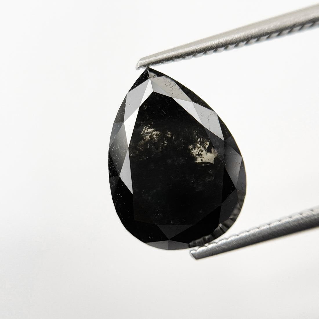 4.81 Ct Pear Rose Cut Black Natural Salt and Pepper Diamond