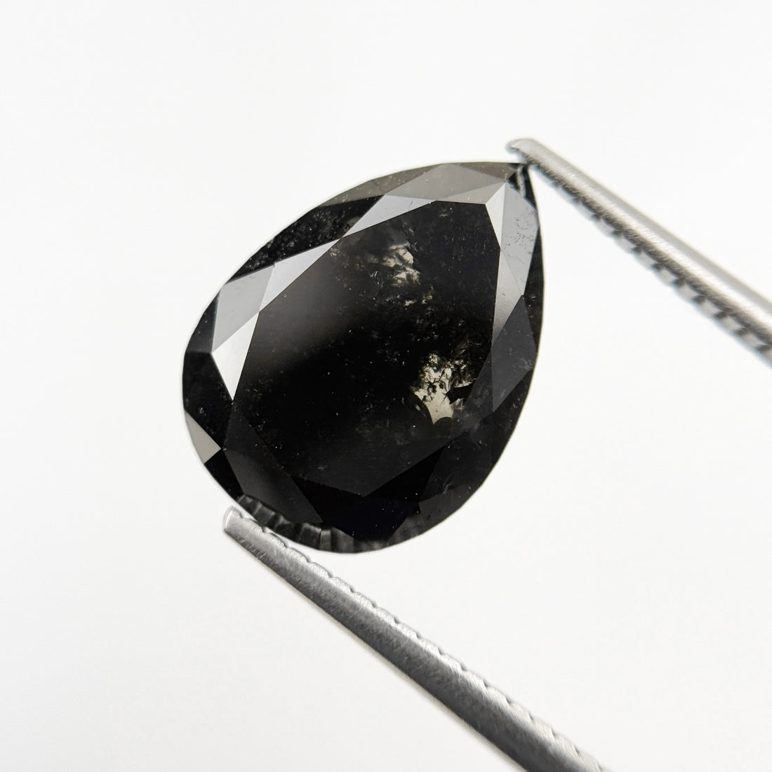 4.81 Ct Pear Rose Cut Black Natural Salt and Pepper Diamond