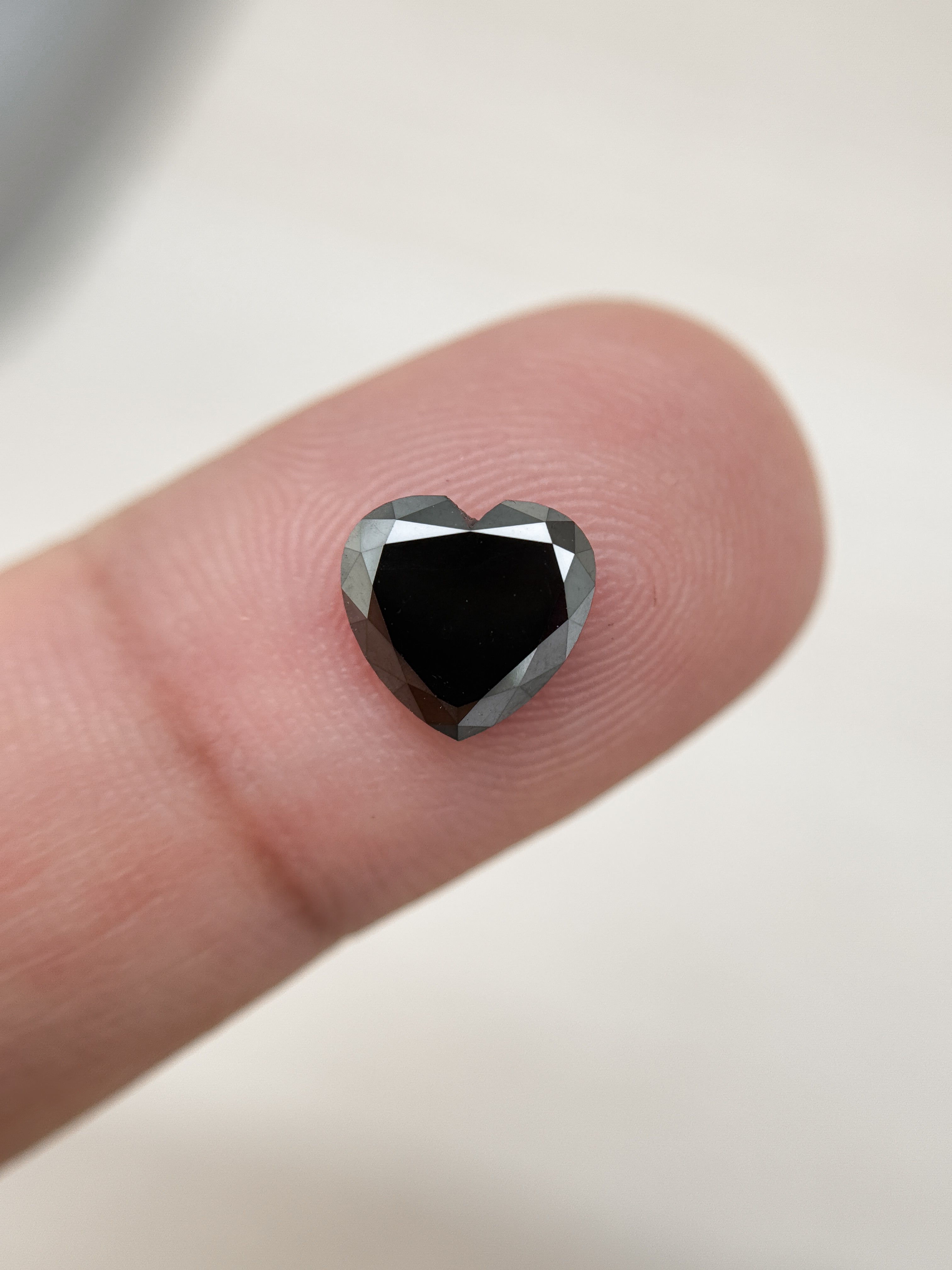 1.75 Ct Heart Rose Cut Black Natural Salt and Pepper Diamond