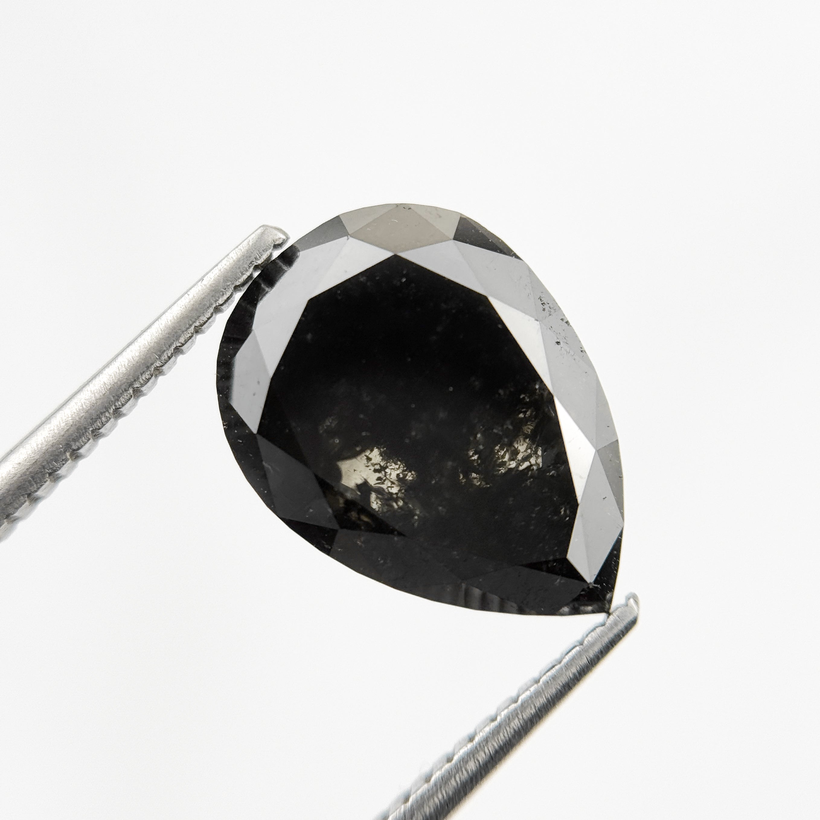 4.81 Ct Pear Rose Cut Black Natural Salt and Pepper Diamond