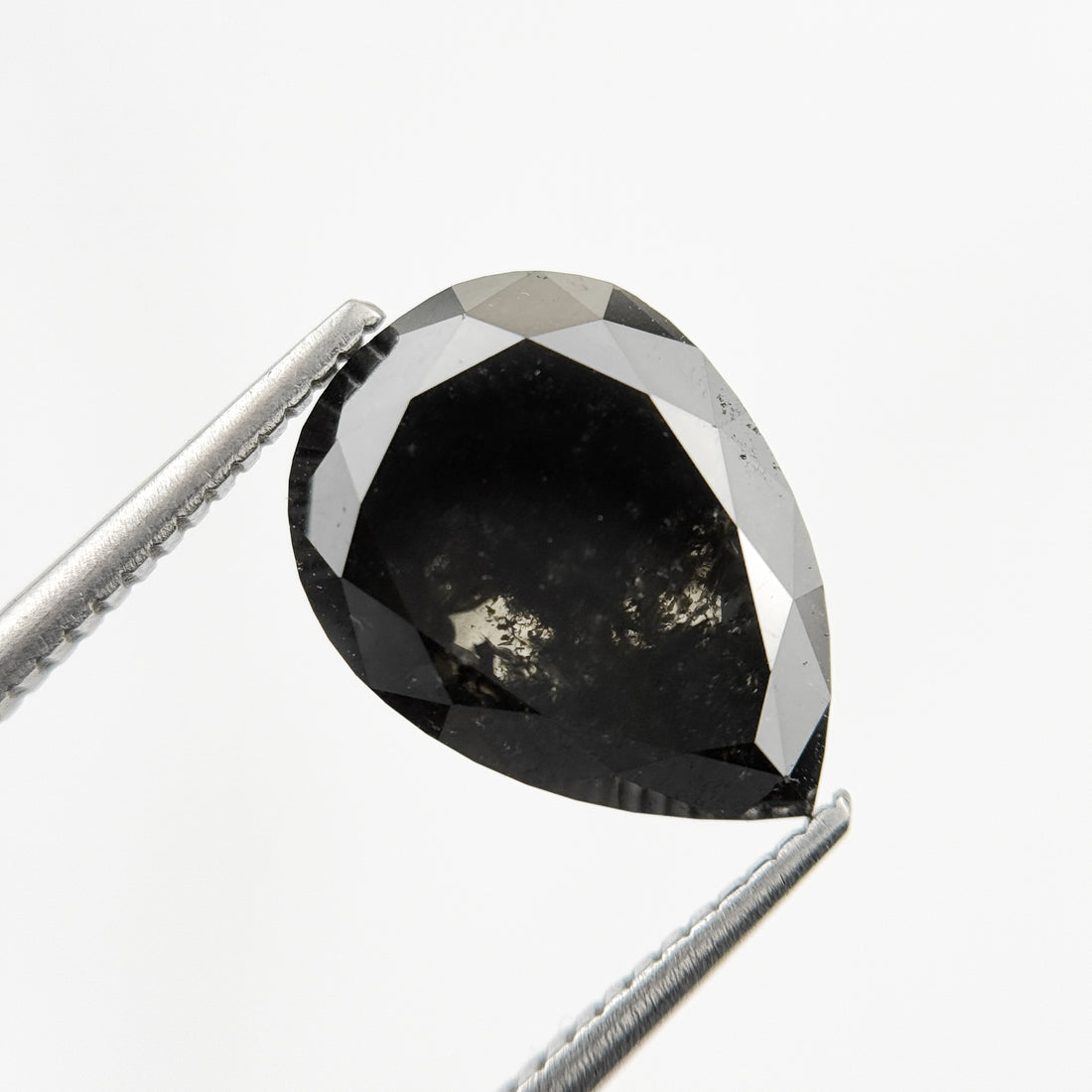 4.81 Ct Pear Rose Cut Black Natural Salt and Pepper Diamond