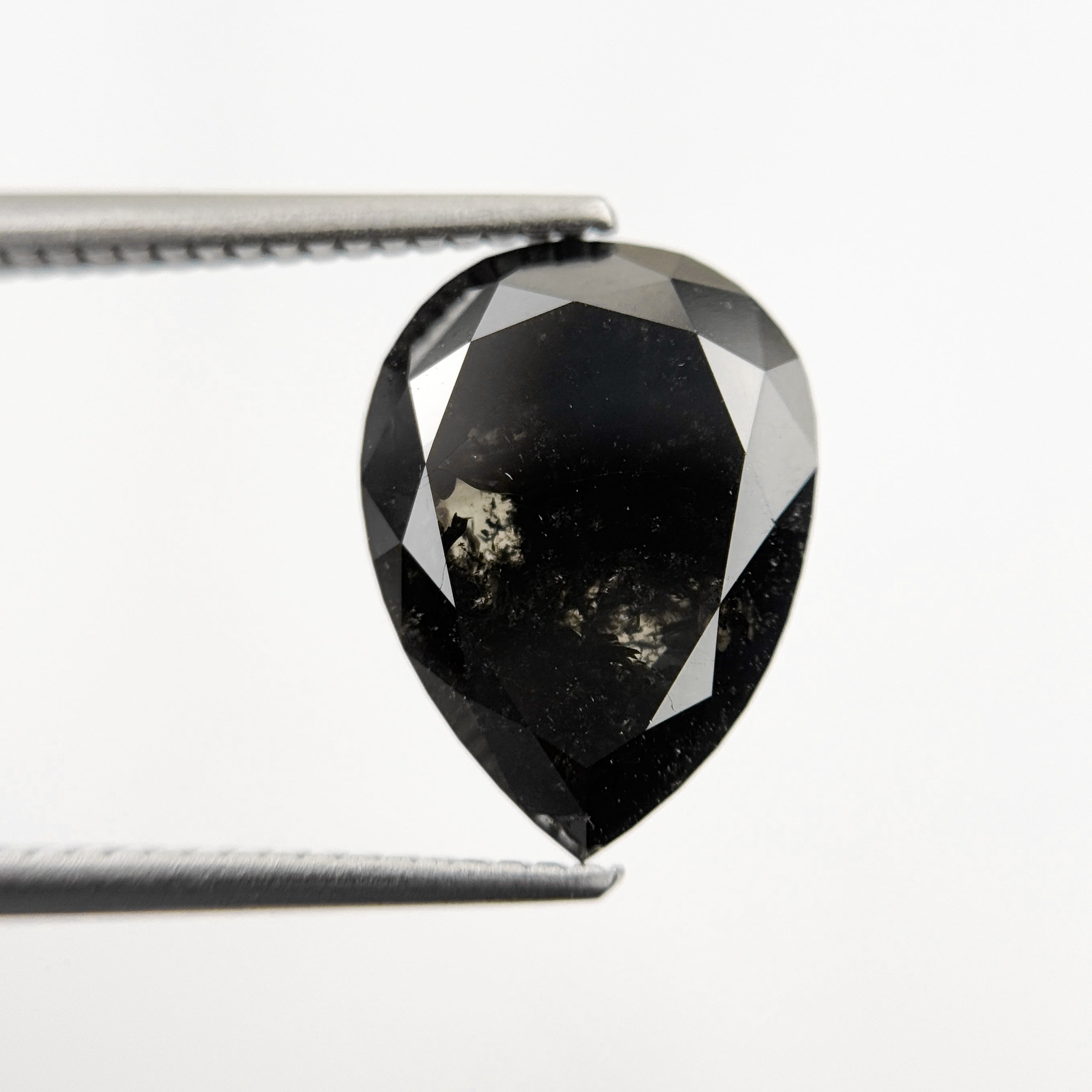 4.81 Ct Pear Rose Cut Black Natural Salt and Pepper Diamond