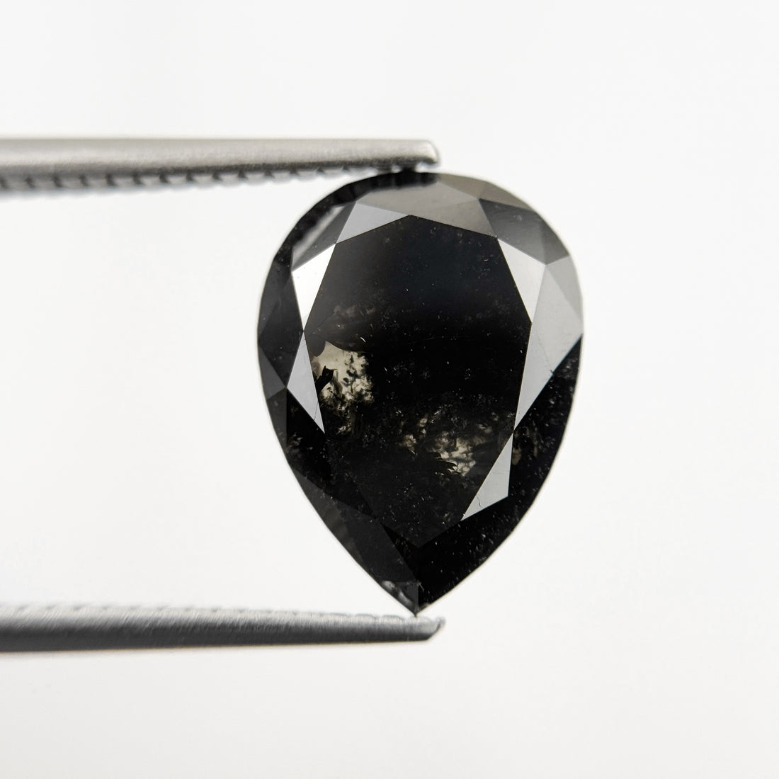 4.81 Ct Pear Rose Cut Black Natural Salt and Pepper Diamond