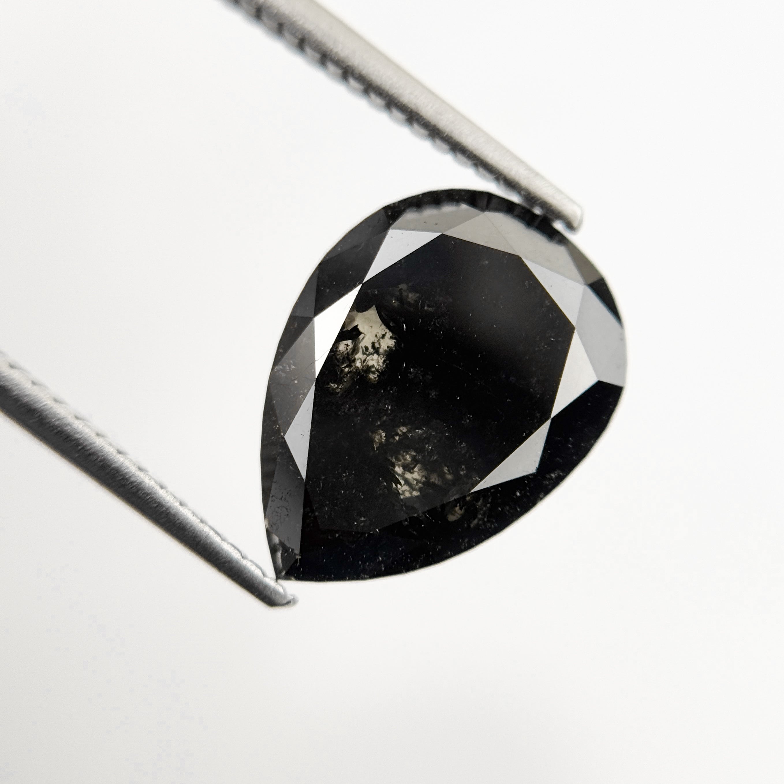 4.81 Ct Pear Rose Cut Black Natural Salt and Pepper Diamond