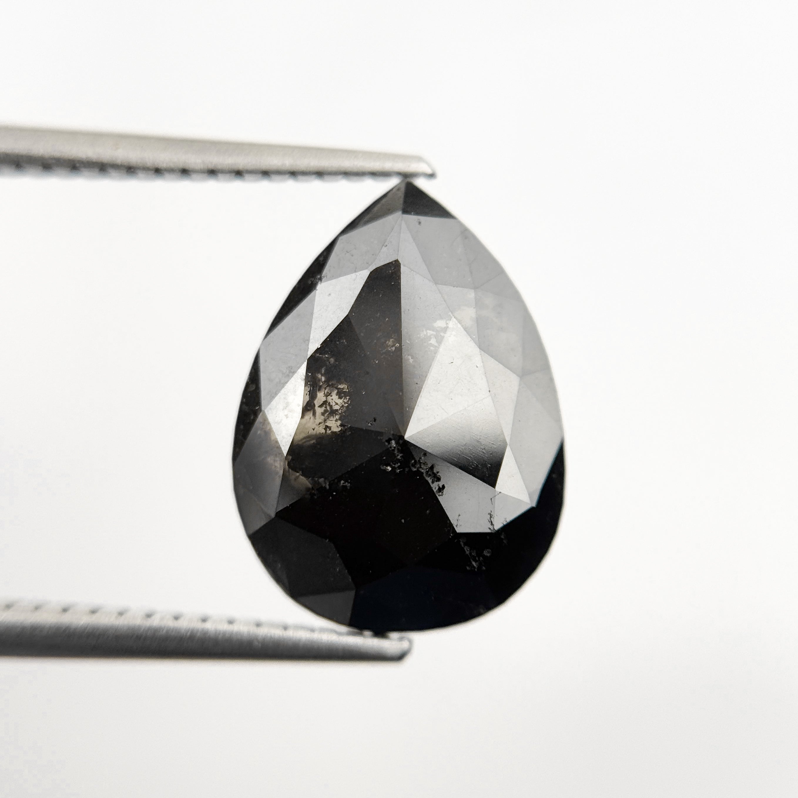 4.81 Ct Pear Rose Cut Black Natural Salt and Pepper Diamond