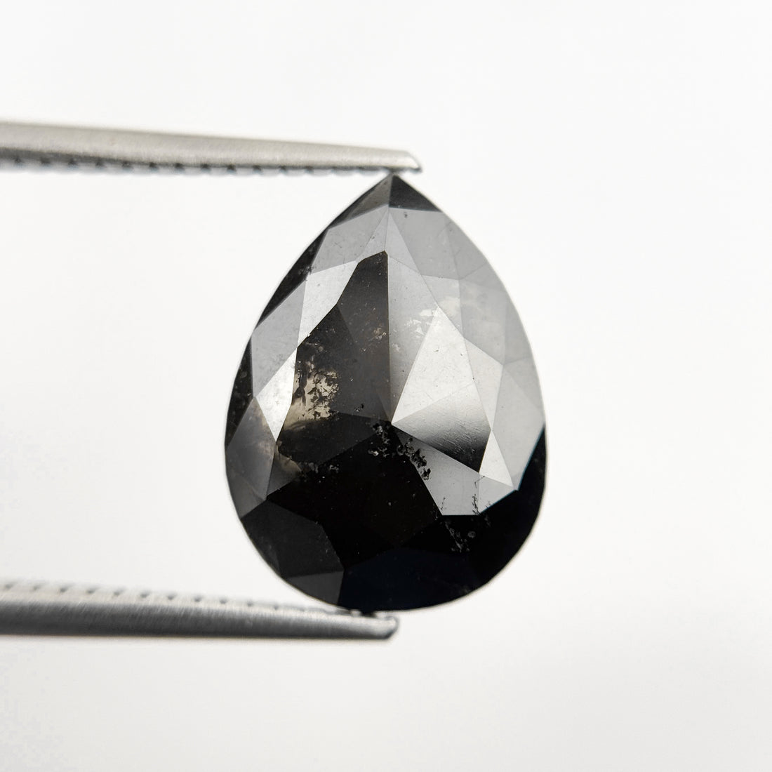 4.81 Ct Pear Rose Cut Black Natural Salt and Pepper Diamond