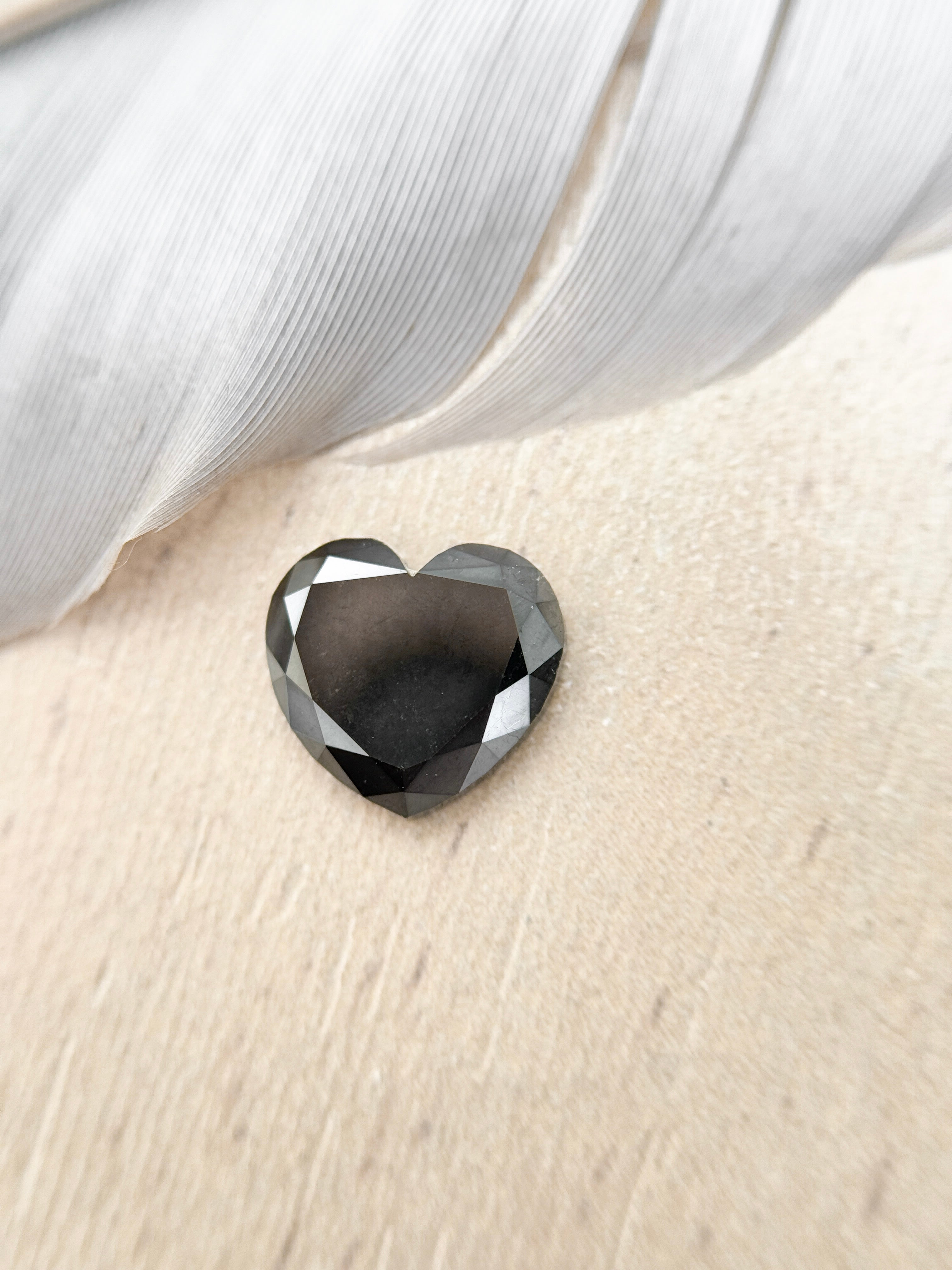 1.64 Ct Heart Rose Cut Black Natural Salt and Pepper Diamond