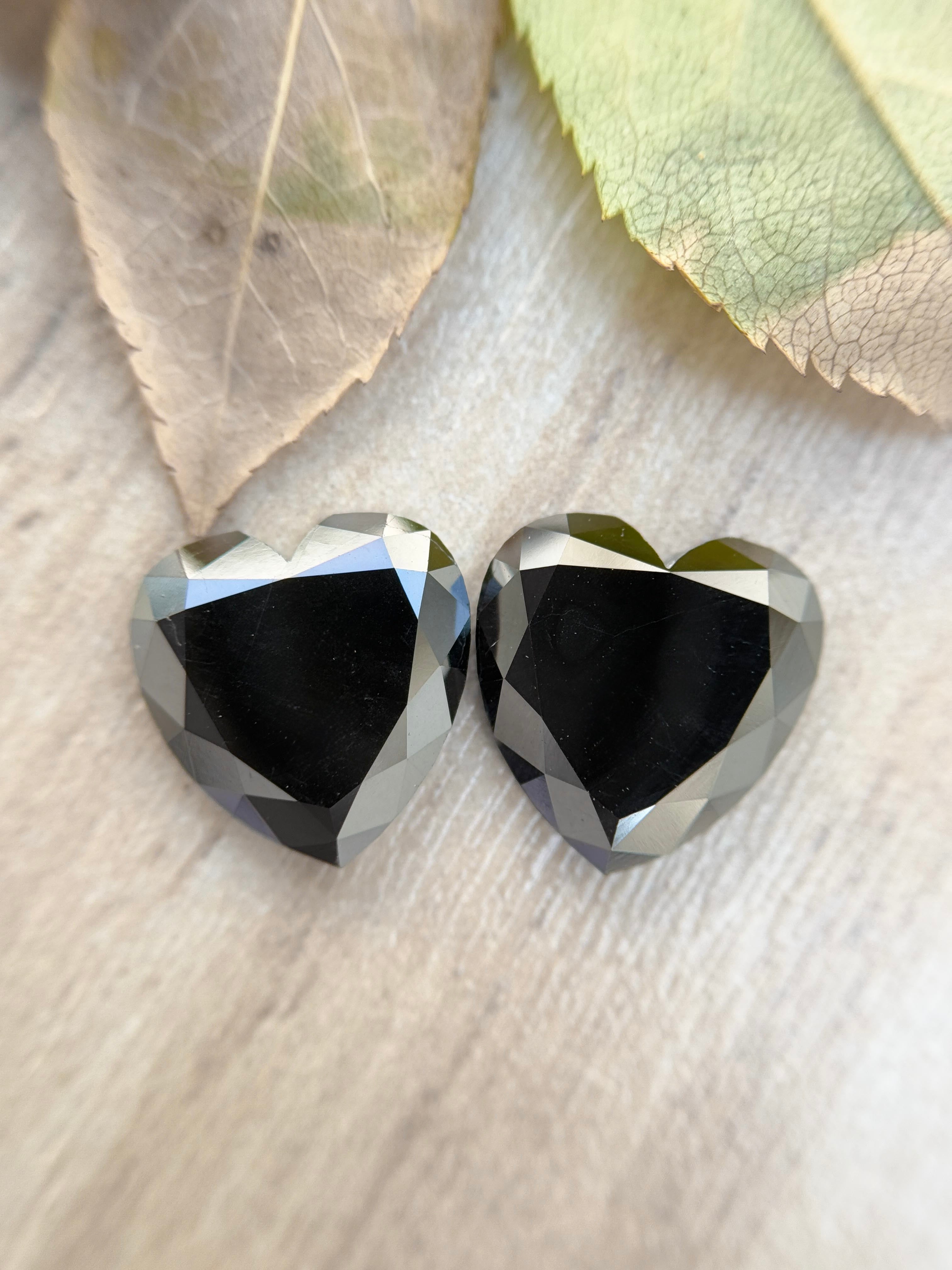 6.95 Ct Heart Rose Cut Black Natural Salt and Pepper Diamond