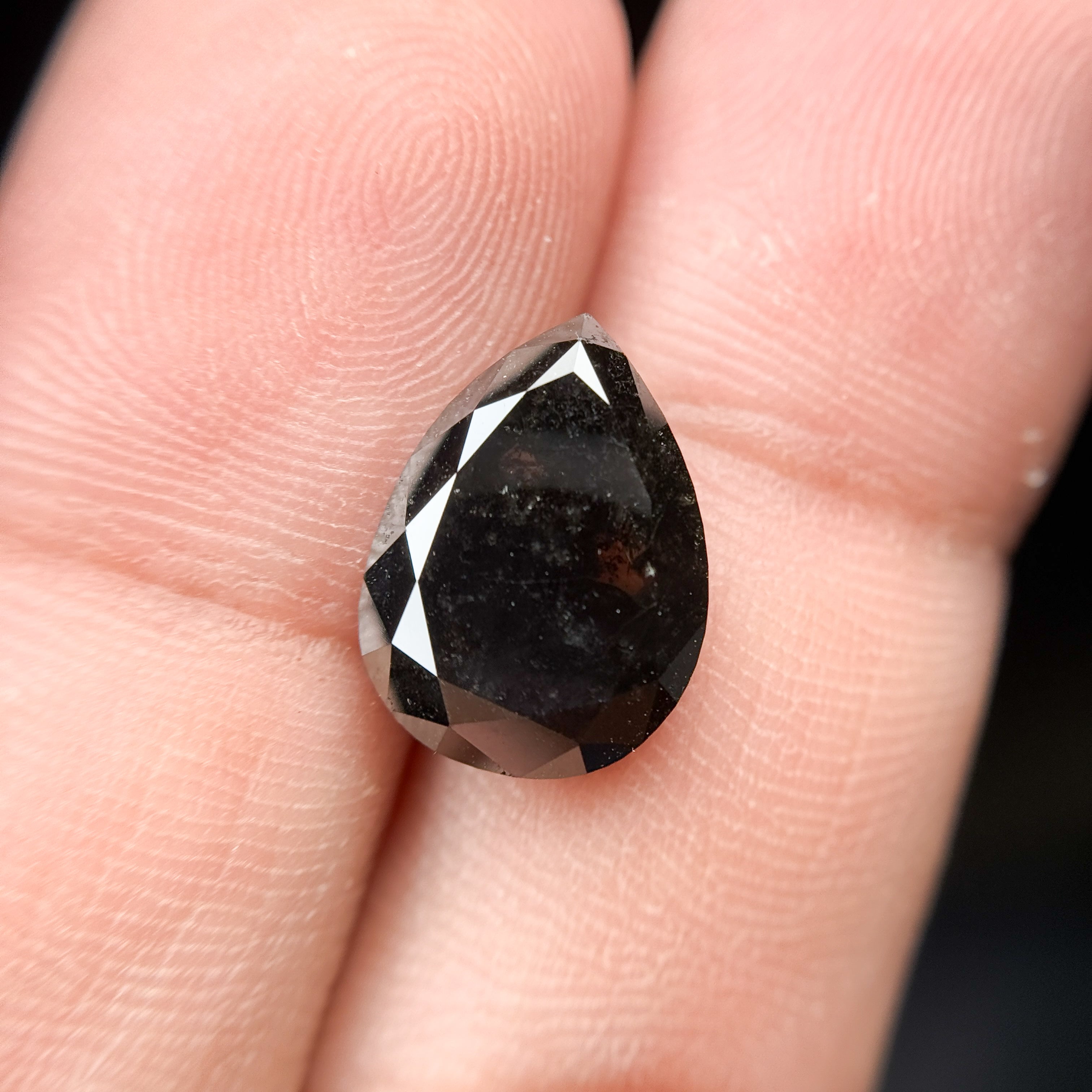 4.81 Ct Pear Rose Cut Black Natural Salt and Pepper Diamond