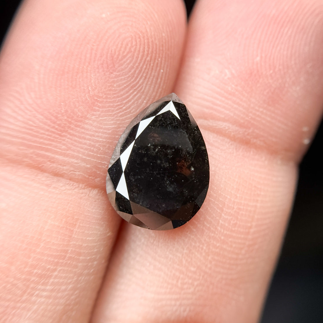 4.81 Ct Pear Rose Cut Black Natural Salt and Pepper Diamond