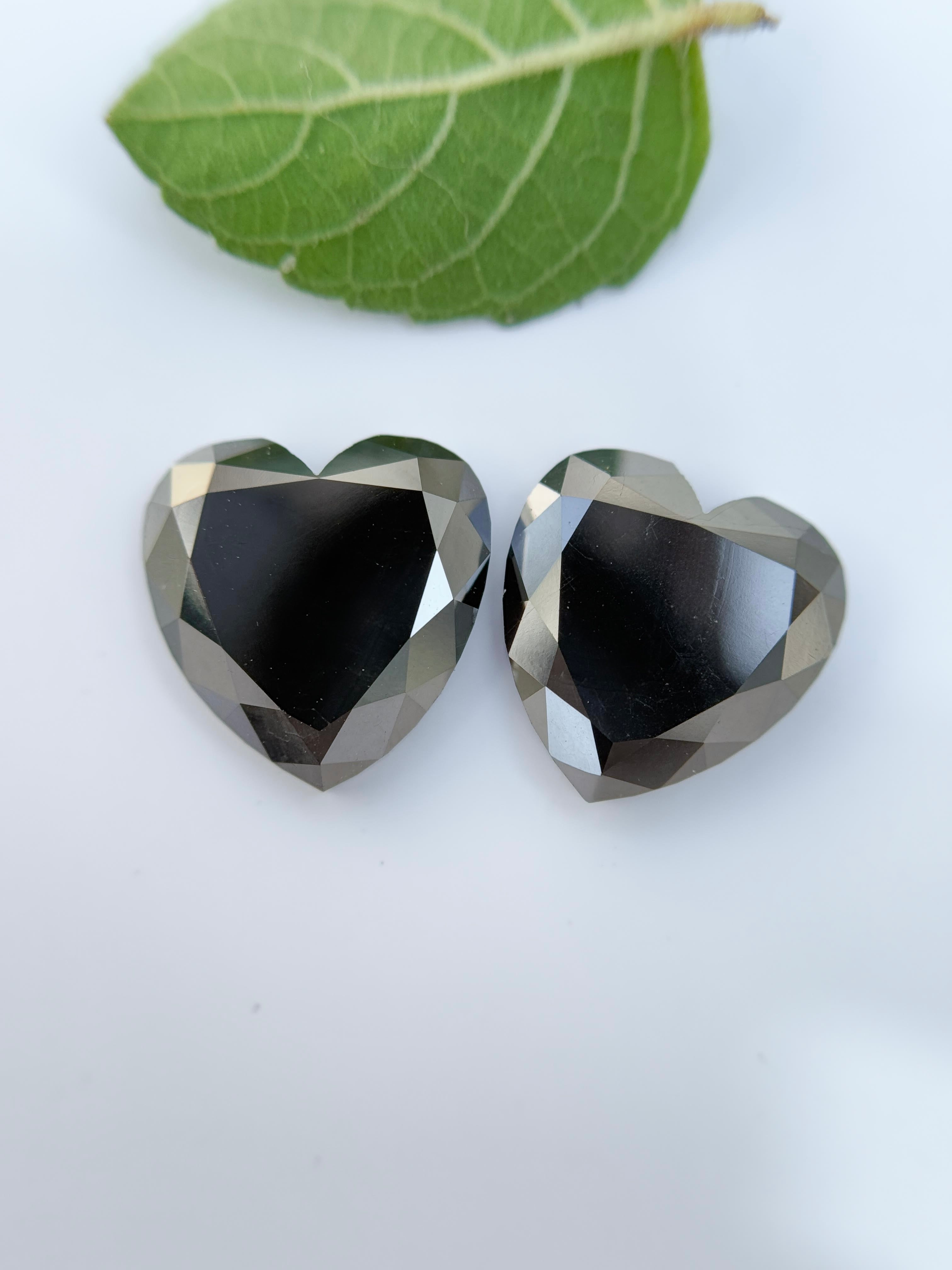 6.95 Ct Heart Rose Cut Black Natural Salt and Pepper Diamond