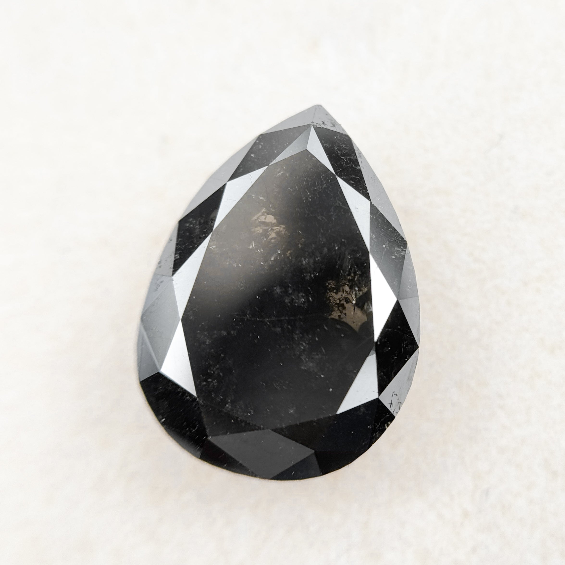 4.81 Ct Pear Rose Cut Black Natural Salt and Pepper Diamond
