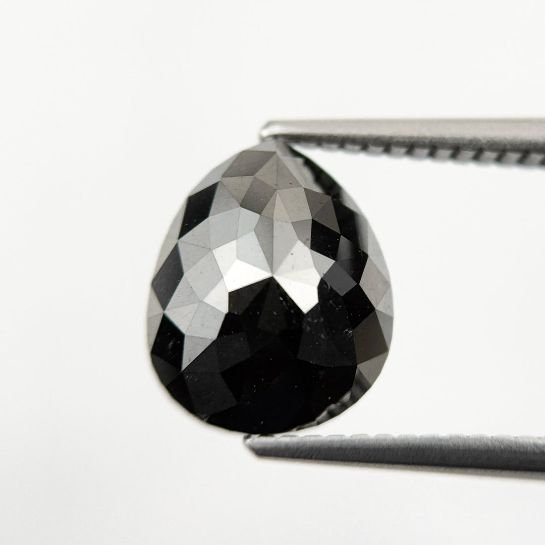 3.85 Ct Pear Rose Cut Black Natural Vintage Diamond
