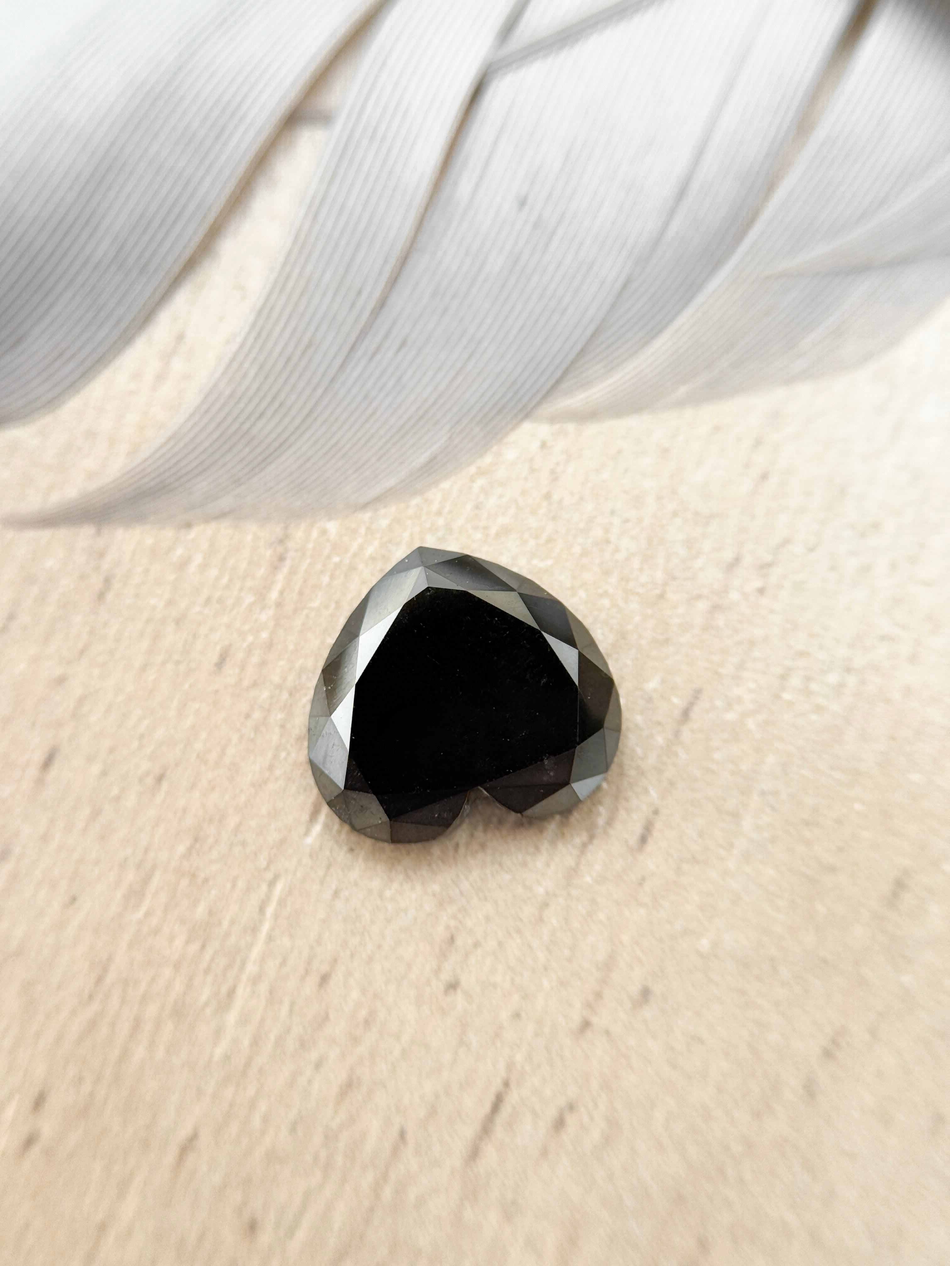 1.64 Ct Heart Rose Cut Black Natural Salt and Pepper Diamond