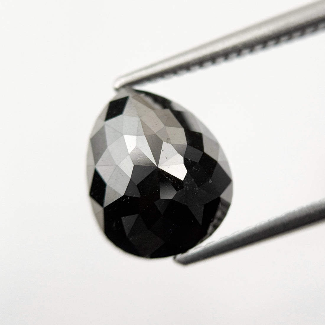 3.85 Ct Pear Rose Cut Black Natural Vintage Diamond