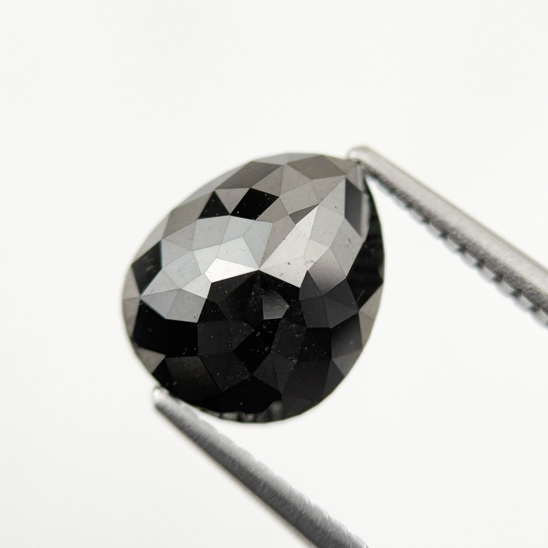 3.85 Ct Pear Rose Cut Black Natural Vintage Diamond