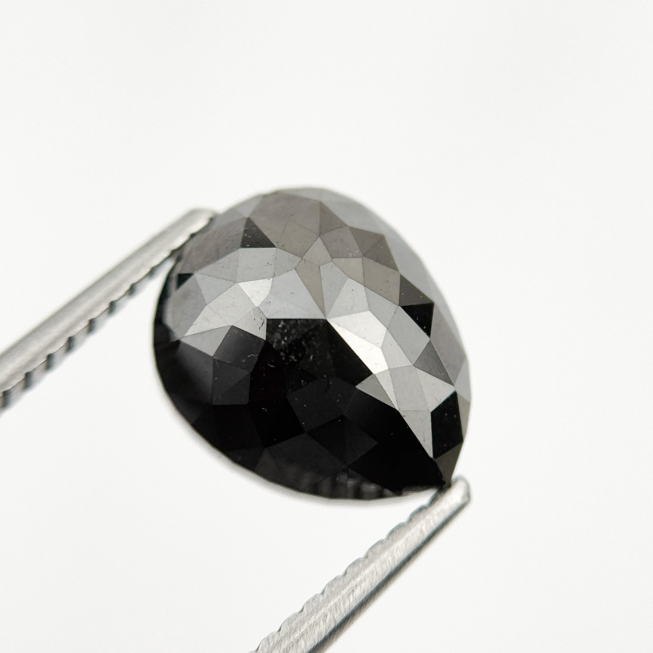 3.85 Ct Pear Rose Cut Black Natural Vintage Diamond