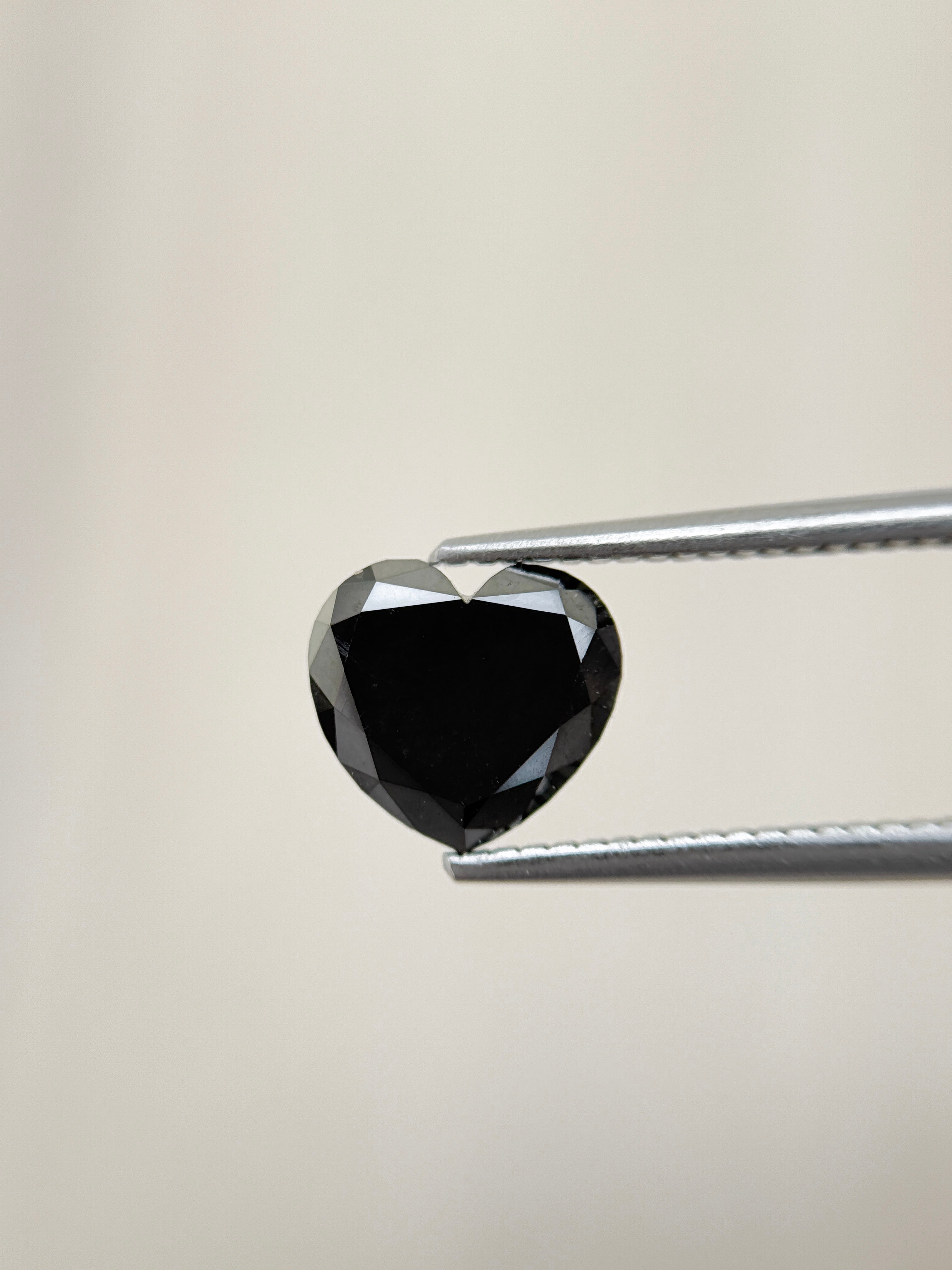 1.64 Ct Heart Rose Cut Black Natural Salt and Pepper Diamond