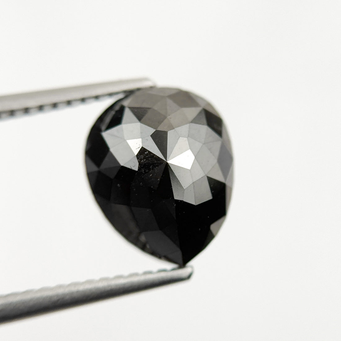 3.85 Ct Pear Rose Cut Black Natural Vintage Diamond