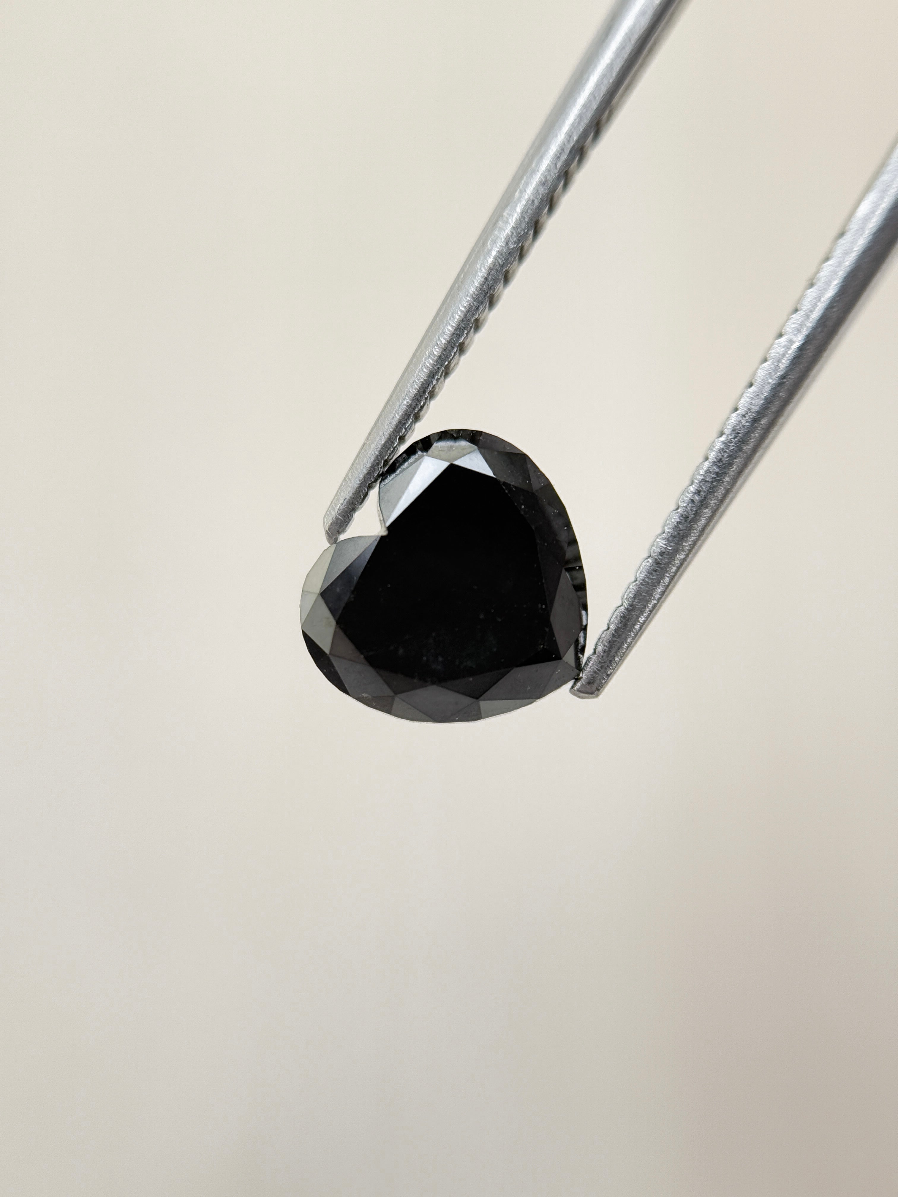 1.64 Ct Heart Rose Cut Black Natural Salt and Pepper Diamond