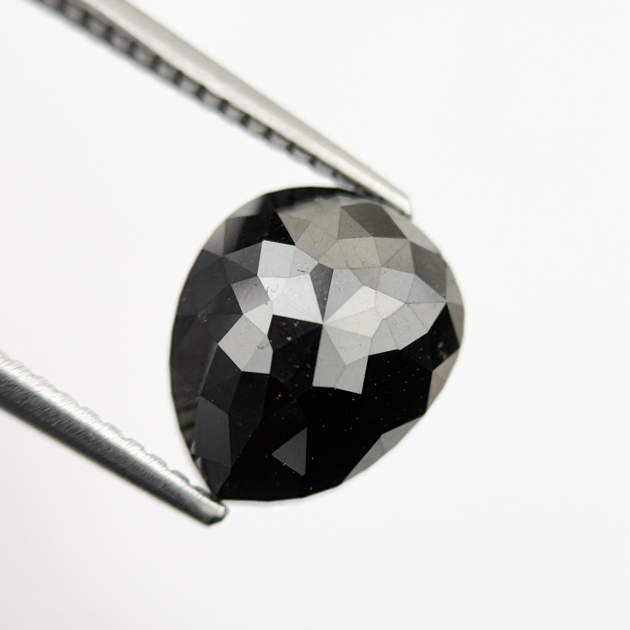 3.85 Ct Pear Rose Cut Black Natural Vintage Diamond
