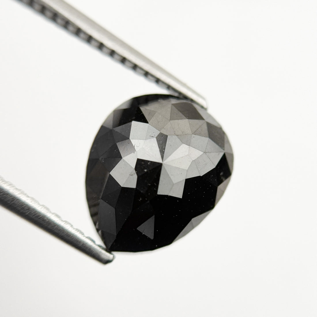 3.85 Ct Pear Rose Cut Black Natural Vintage Diamond